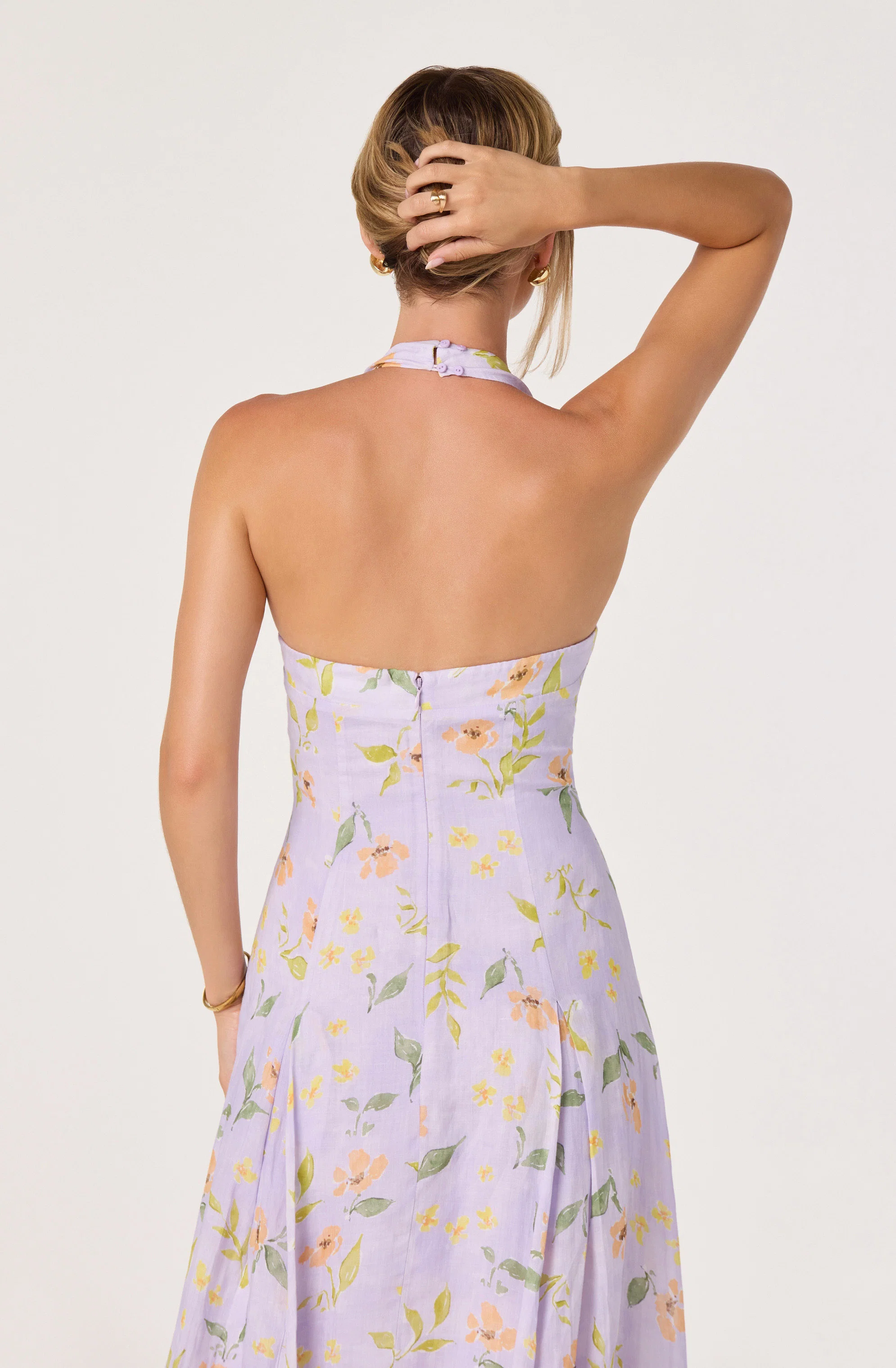 Jesenia Halter Floral Midi Dress