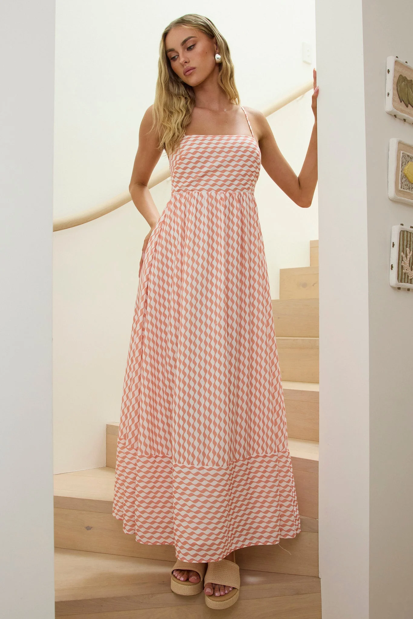 Shirley Square Neckline Maxi Dress Print Orange - luluinthesky