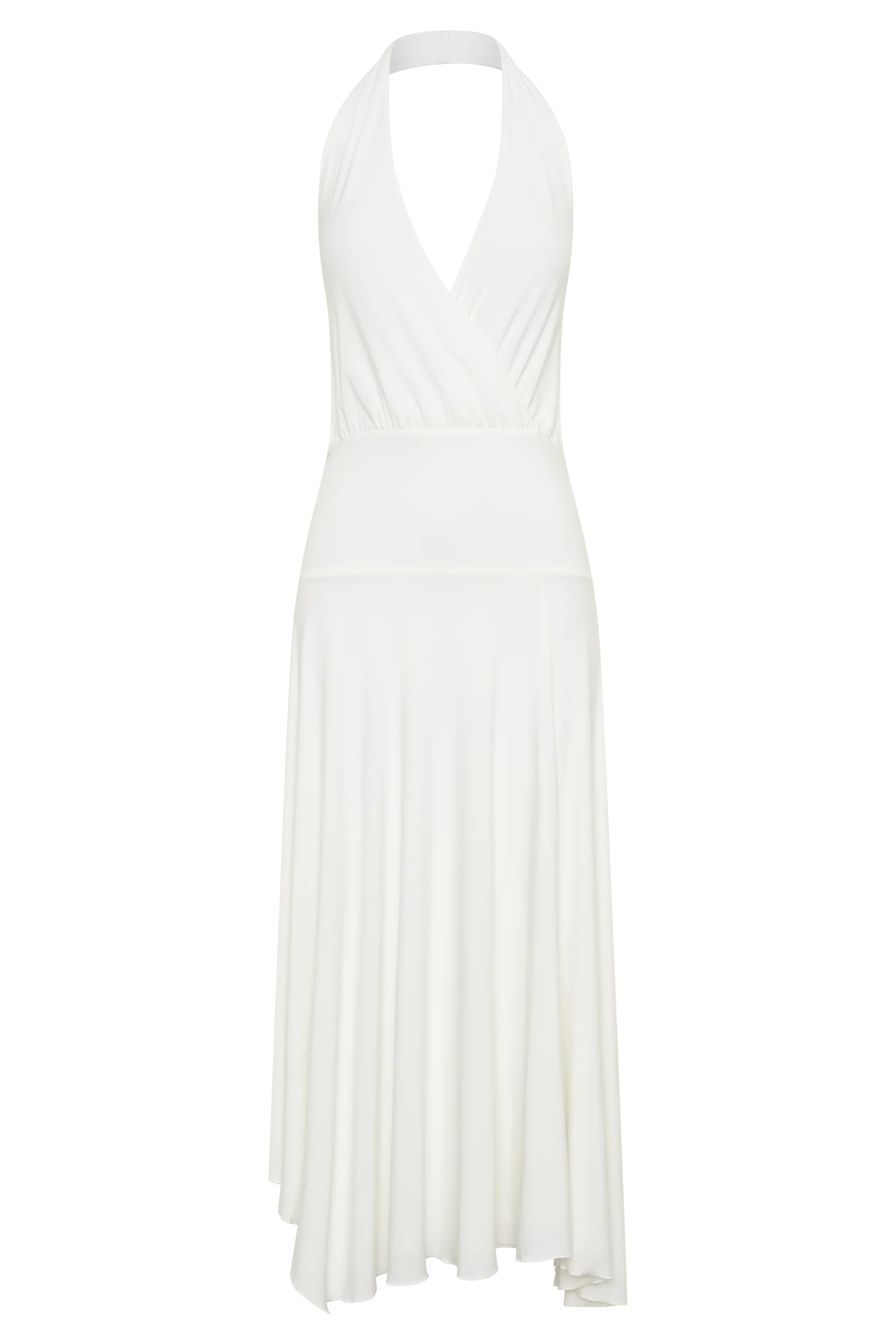 Krish Hankie Halter Midi Dress - White