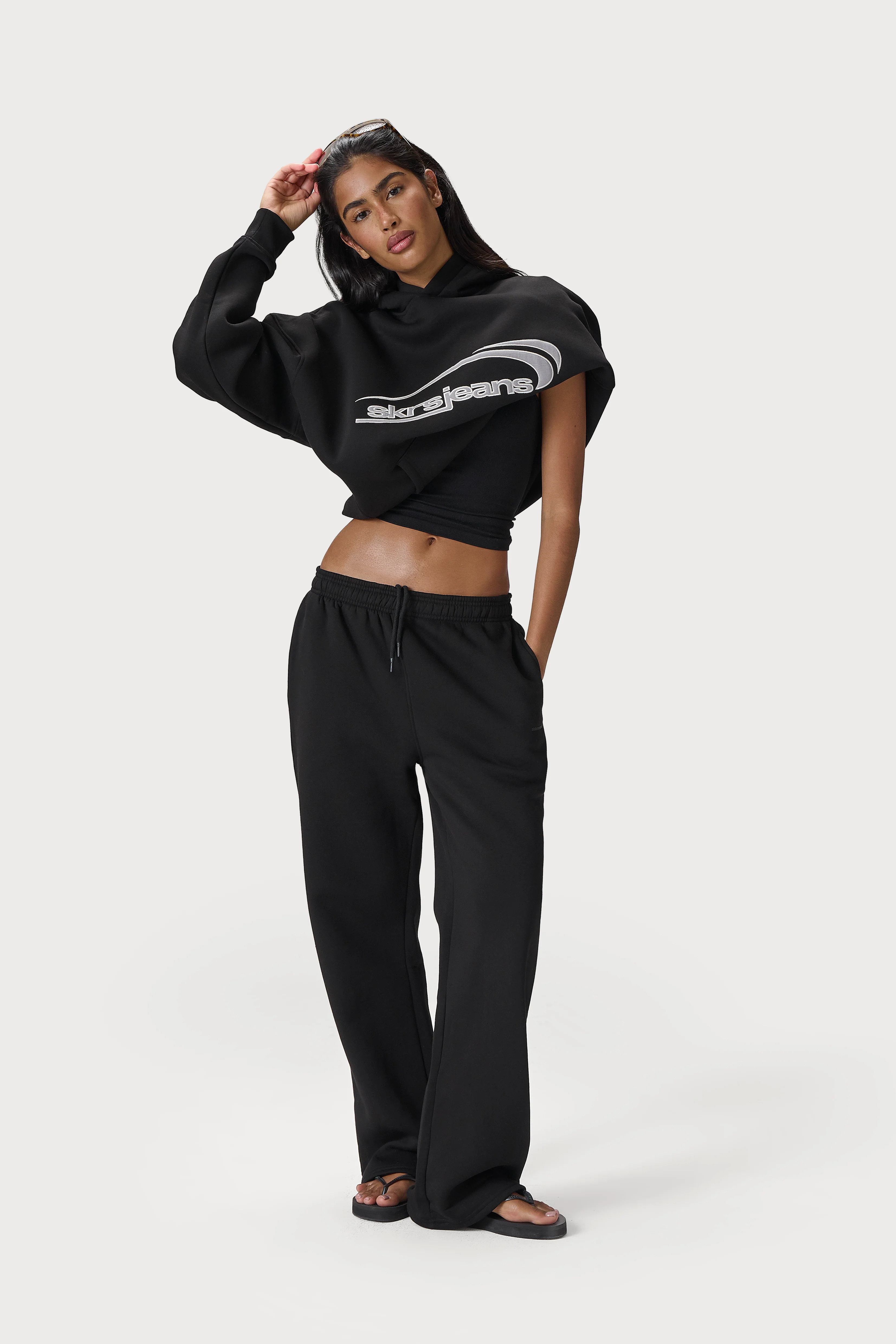 Seekers Classic Wide Leg Sweatpants in Washed Black