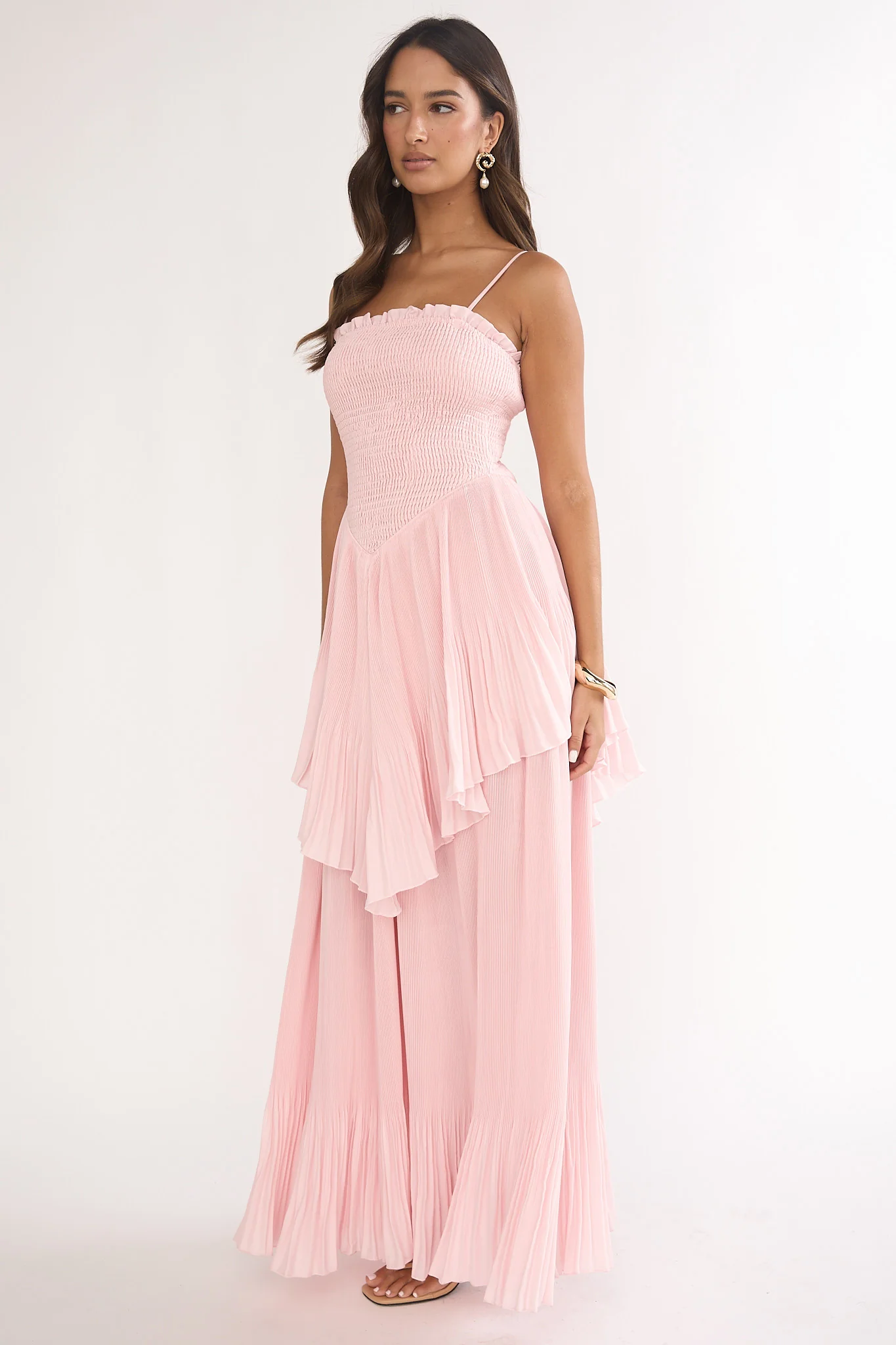 Delin Smocked Layered Maxi Dress Blush - luluinthesky