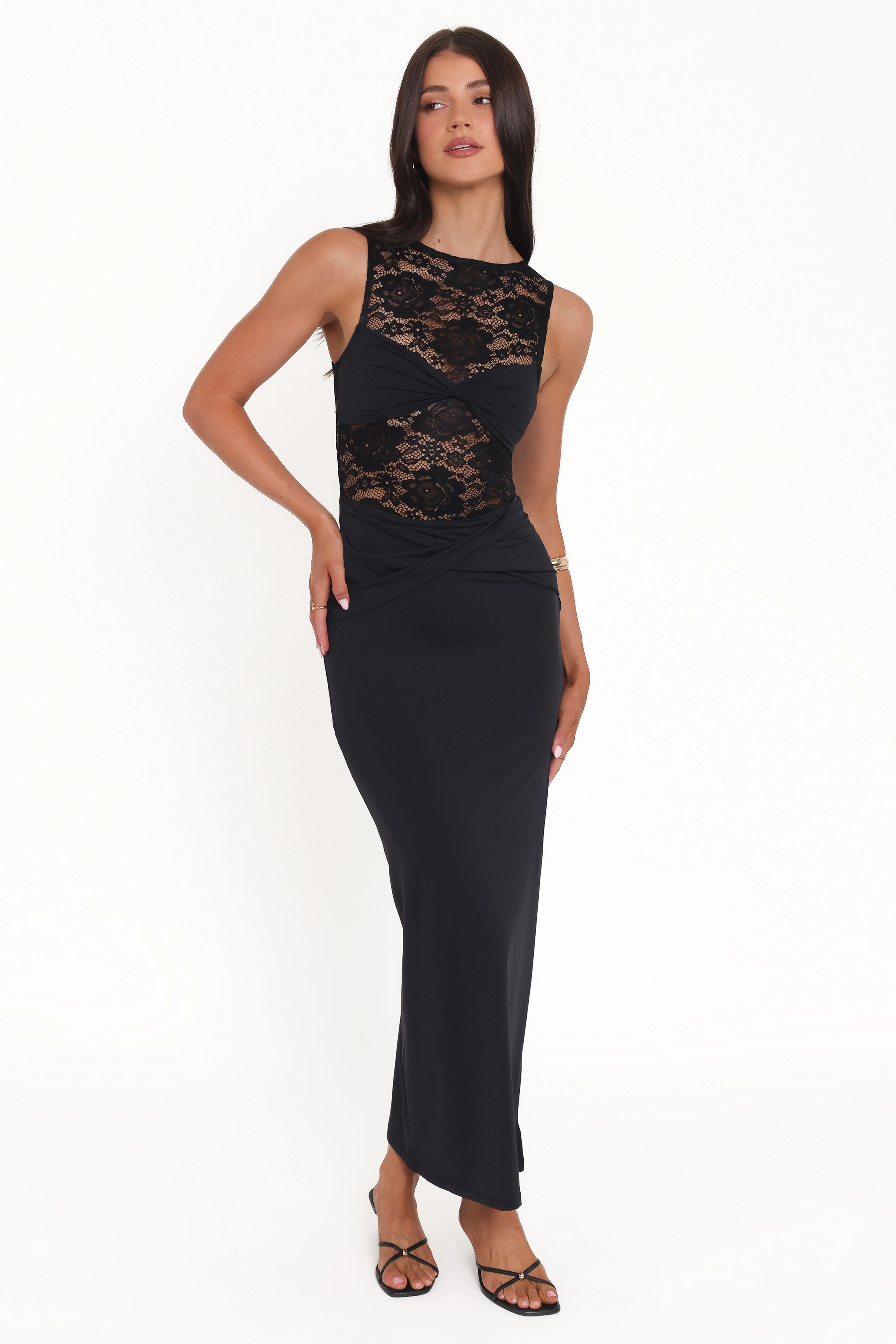 Tinashe Lace Midi Dress - Black