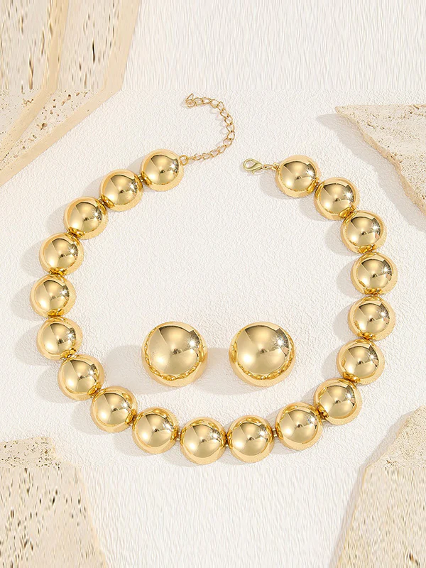 Beaded Solid Color Split-Joint Necklaces + Earrings Accessories Three Pieces