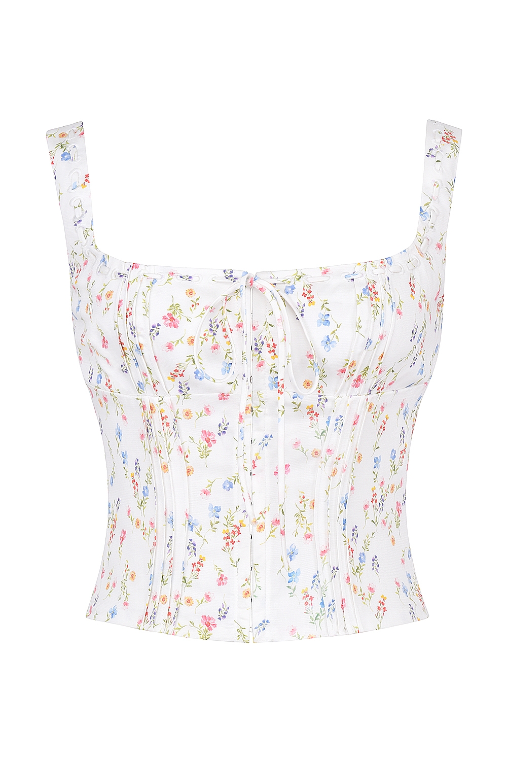 White Posy Print Top