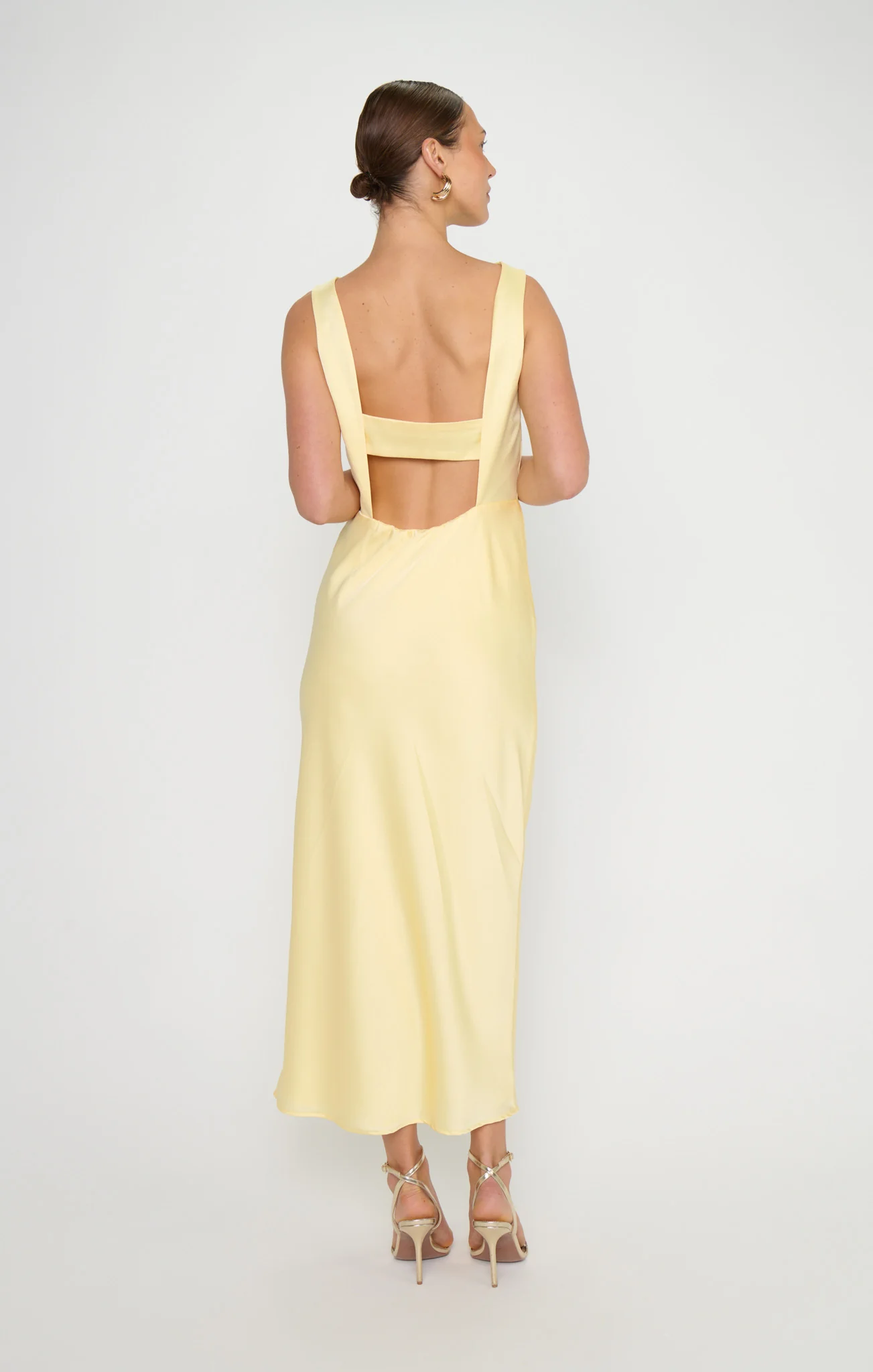 Candice Dress ~ Pale Yellow Luxe Satin