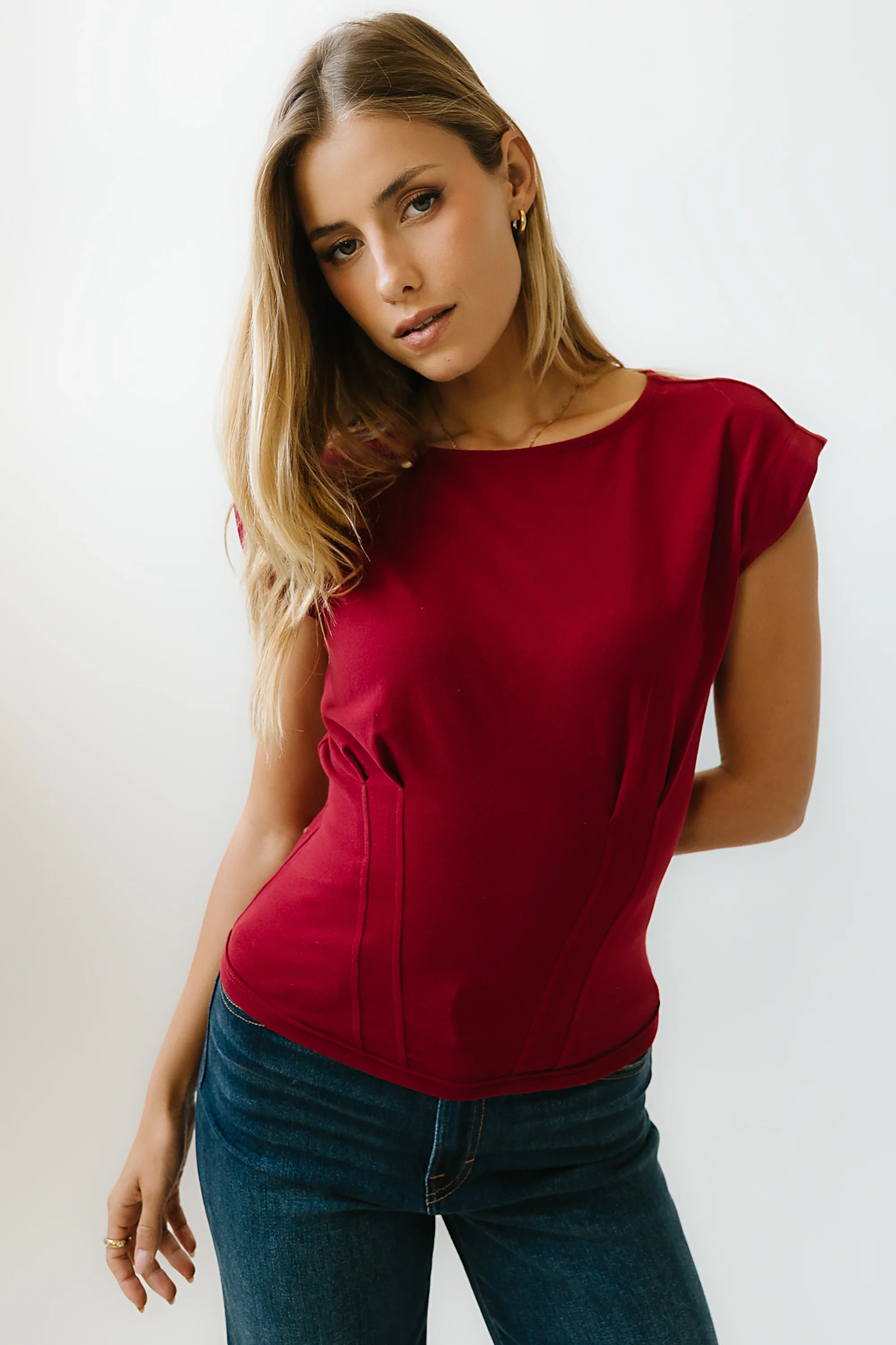 Tam Pleated Top in Red