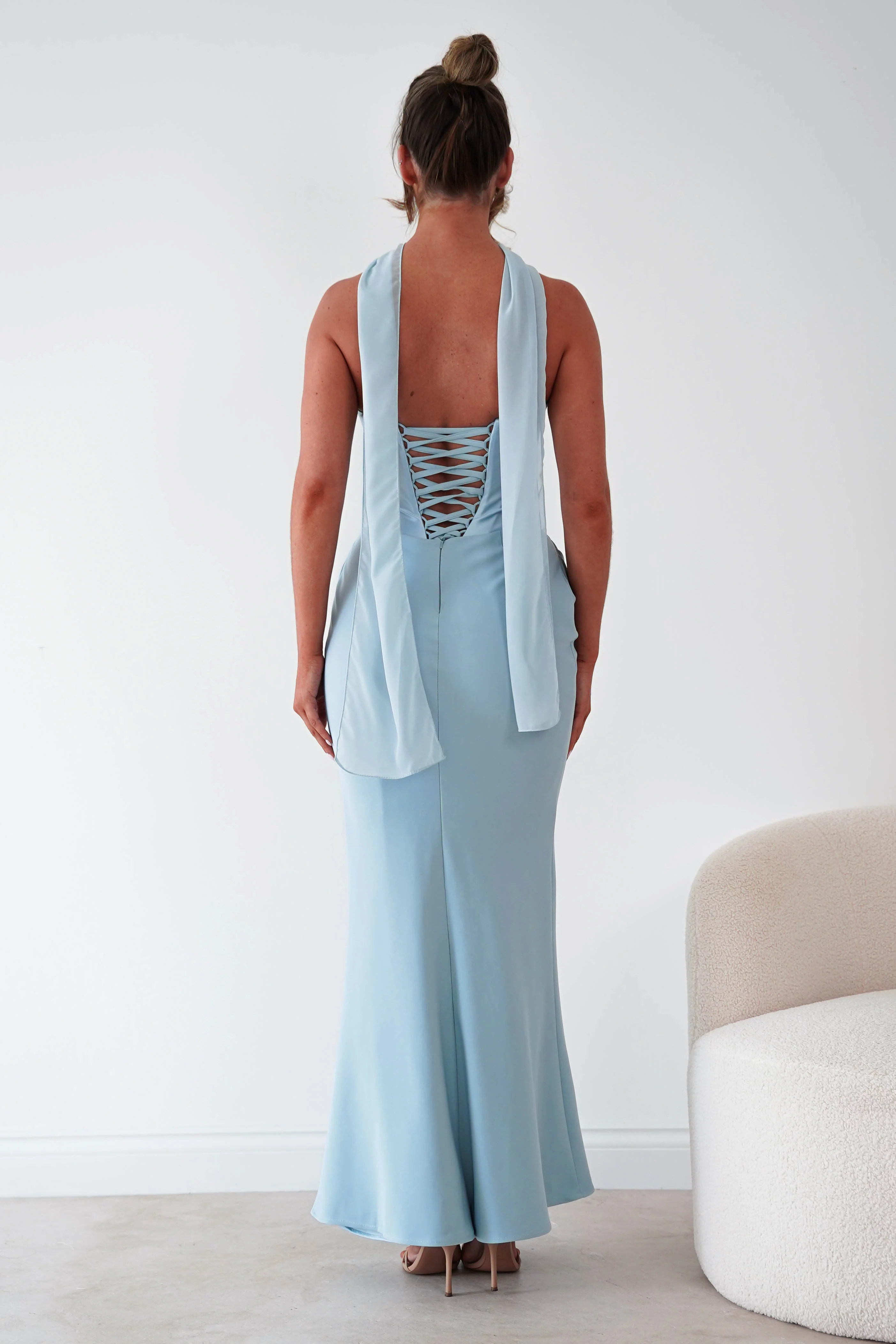 Kailani Strapless Ruched Maxi Dress | Blue