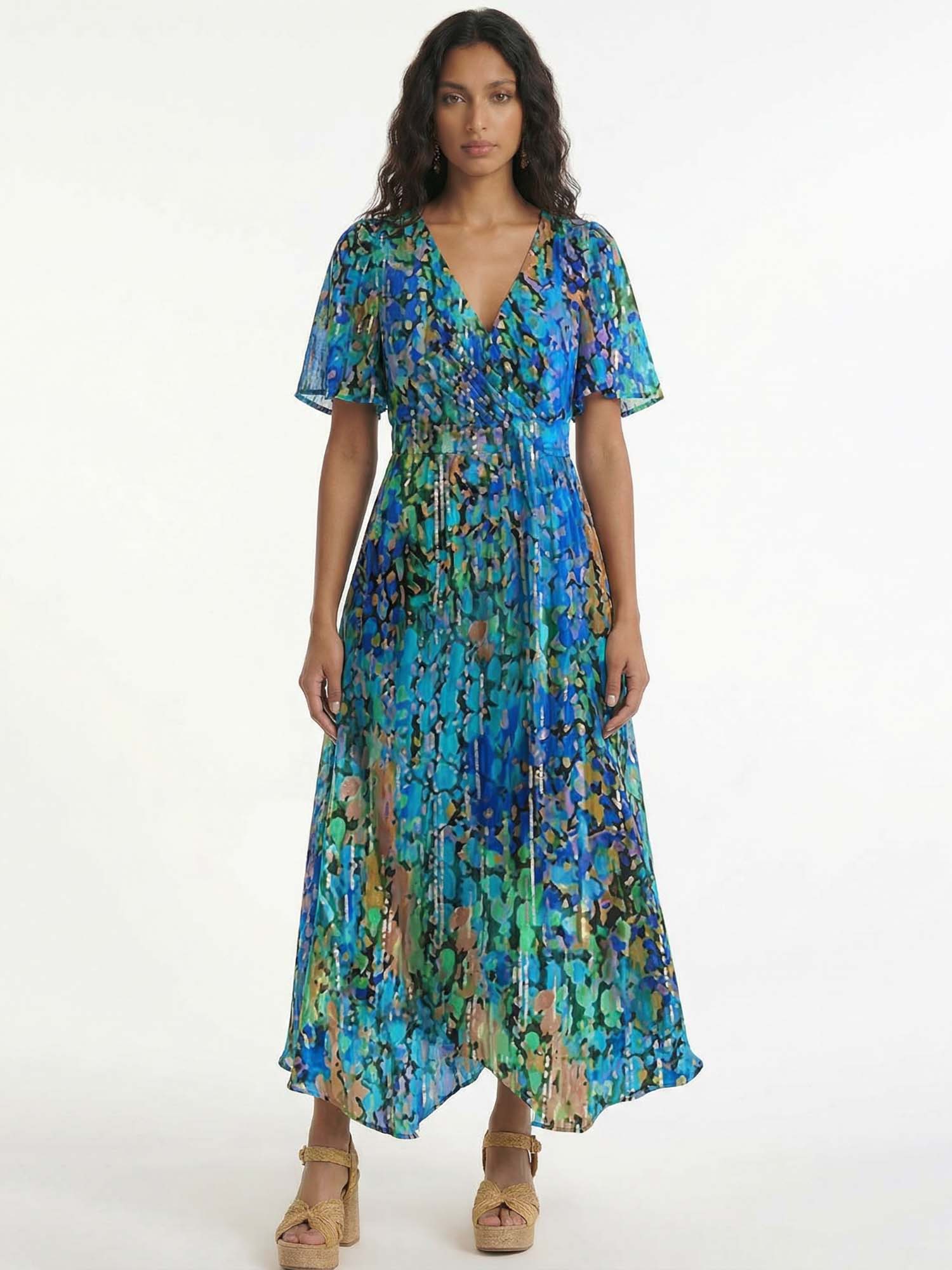 Floral V-Neck Midi Dress