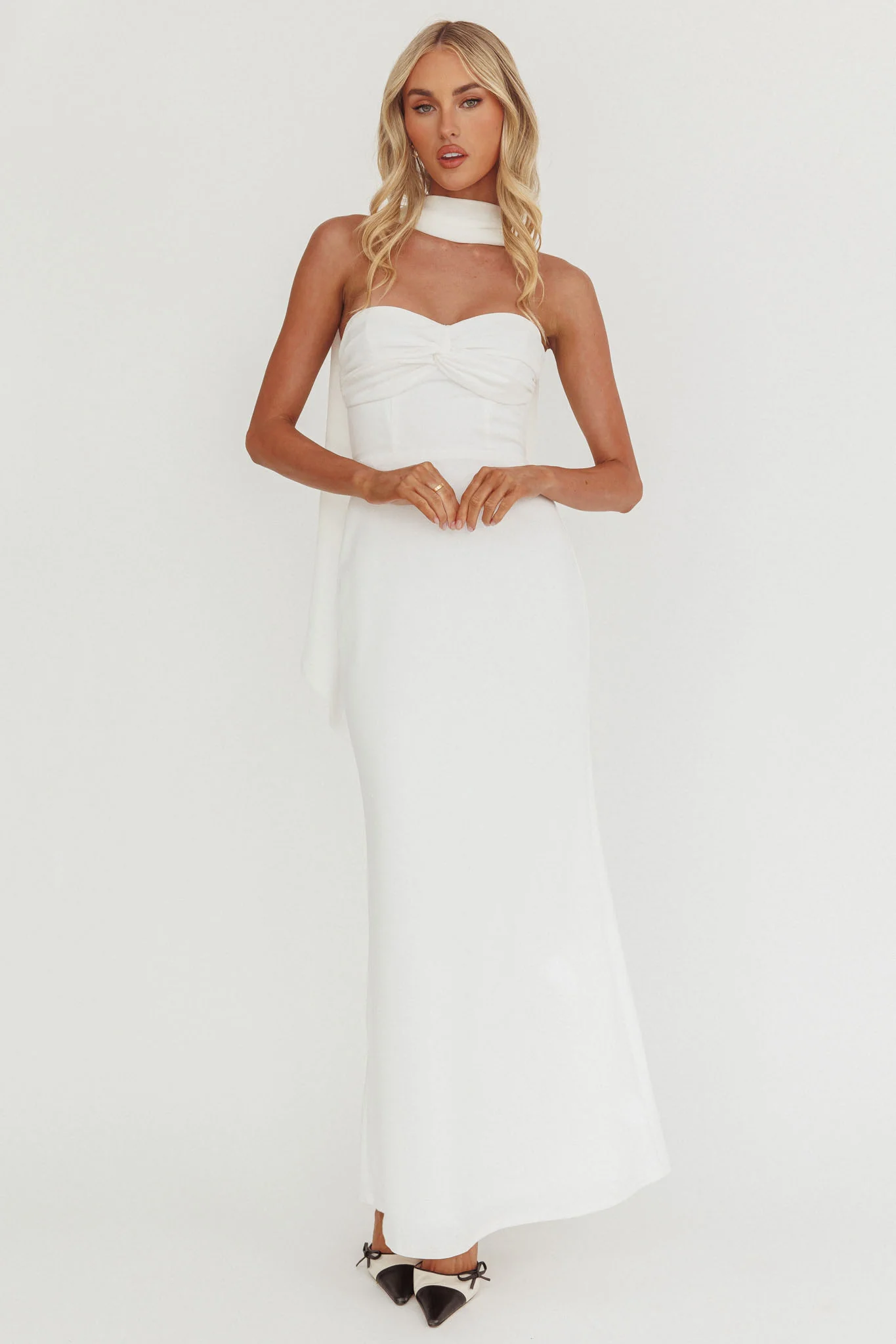 Of The Night Twist Bust Maxi Dress White
