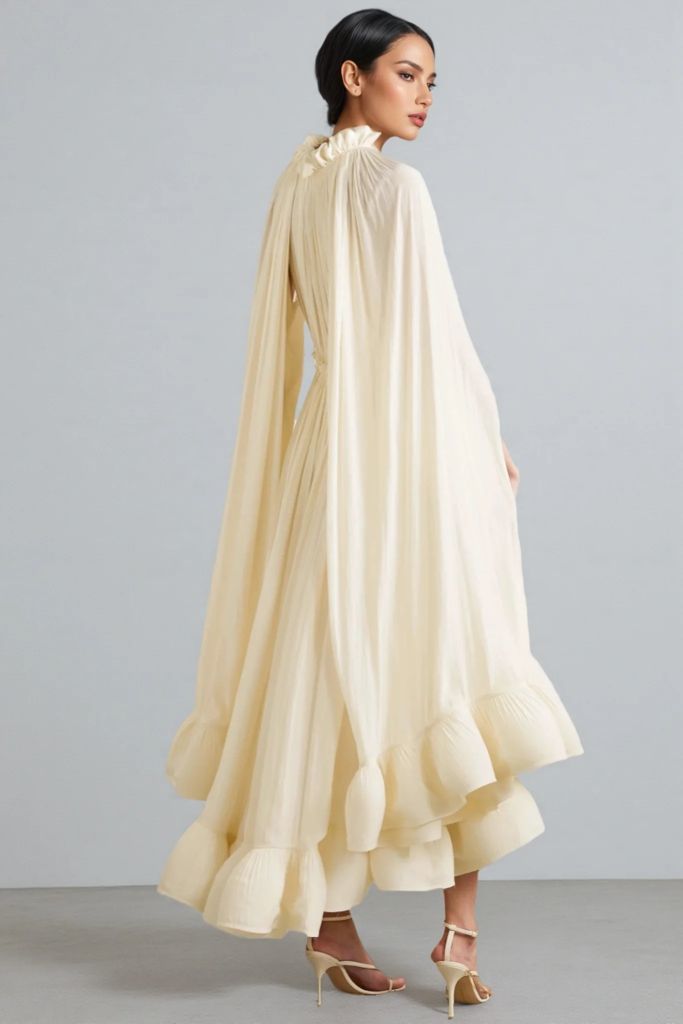 Ingrid V-Neck Ruffle Hem Midi Dress