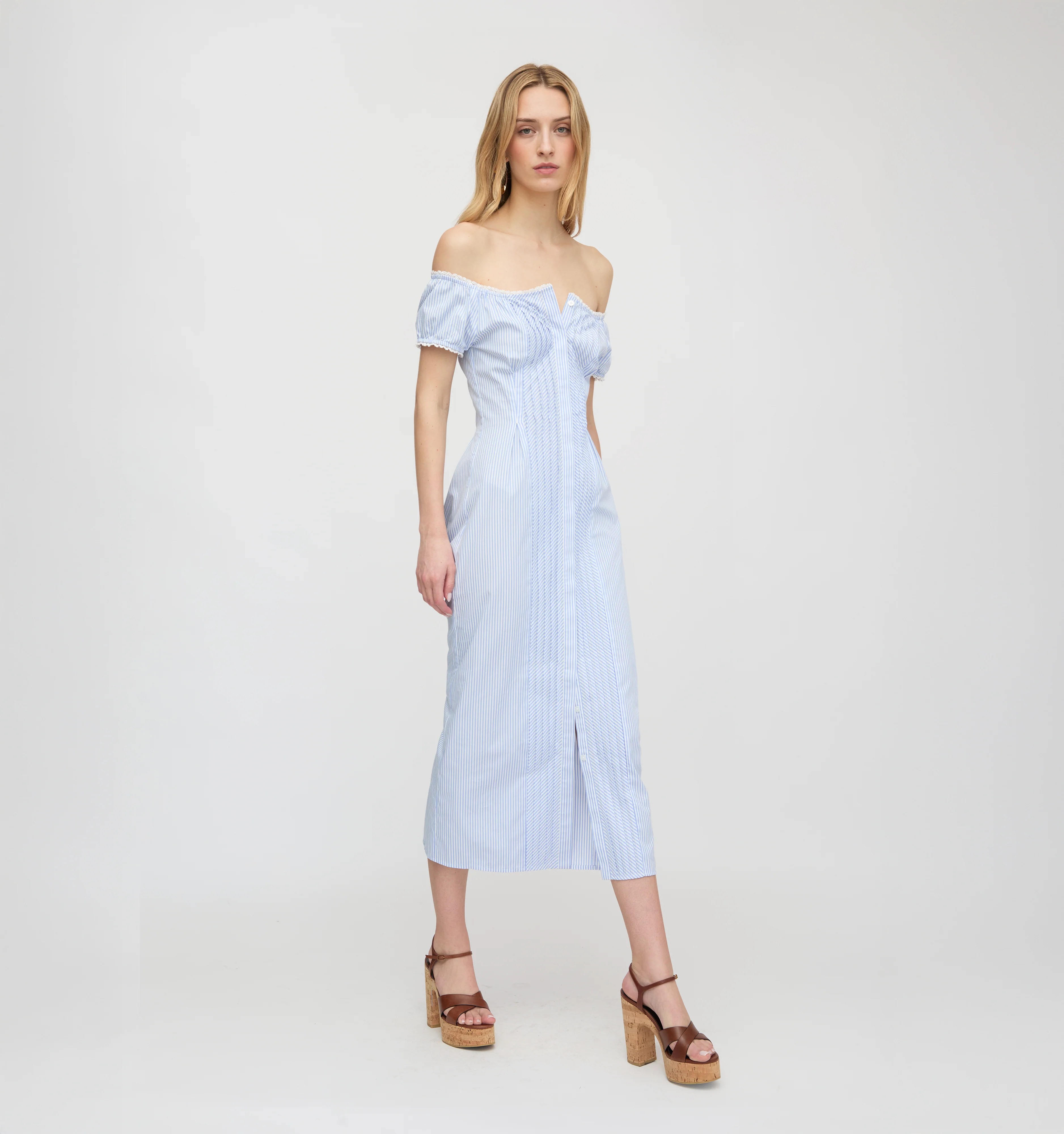 The Madison Dress - Blue/White Stripe