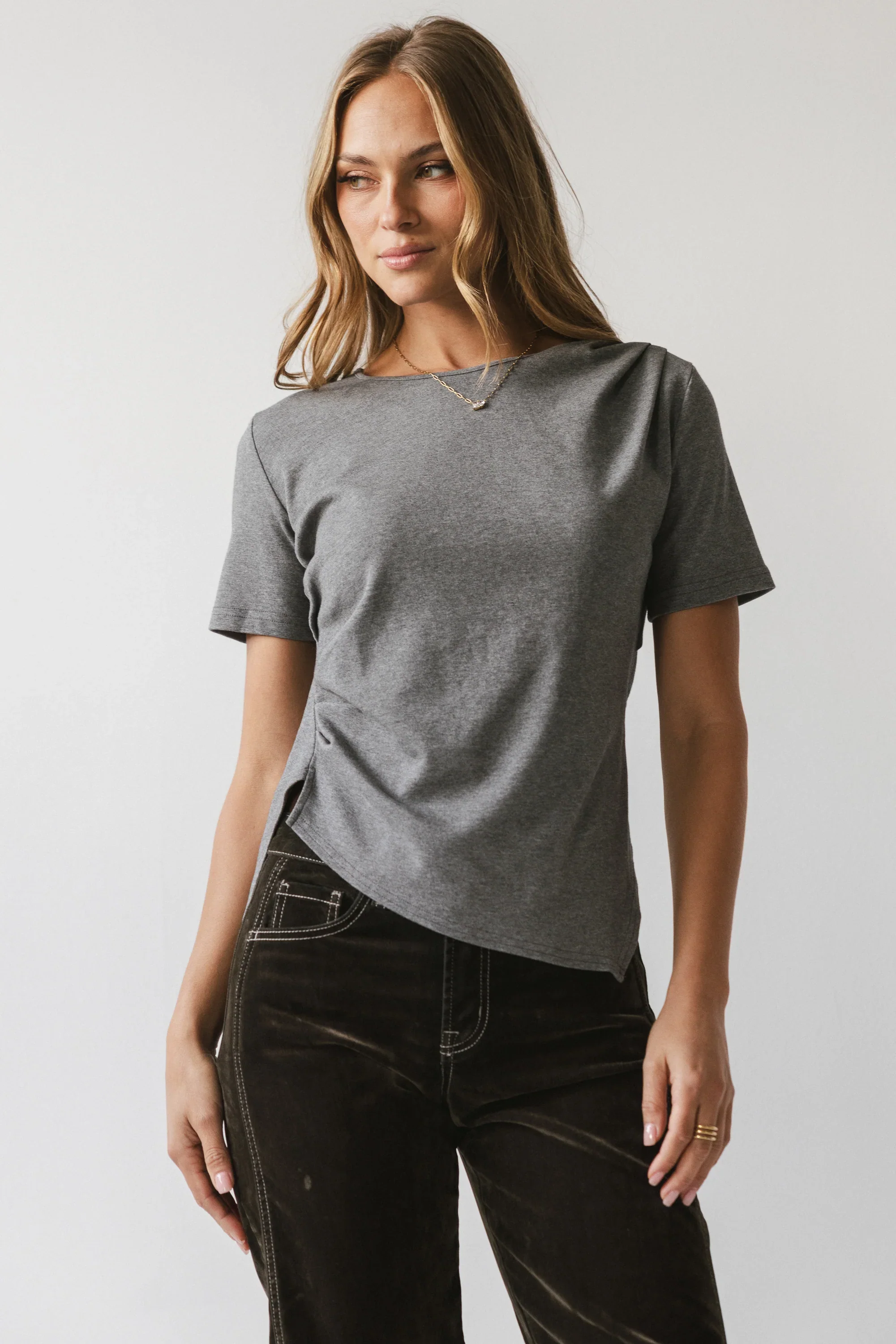 Stan Ruched Top in Grey