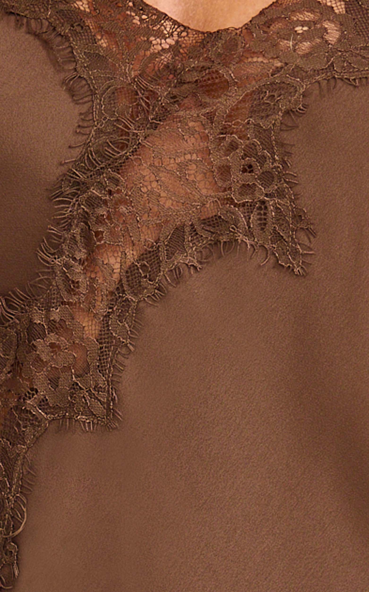 Ava Top - Lace Trim Longline Camisole Top in Chocolate