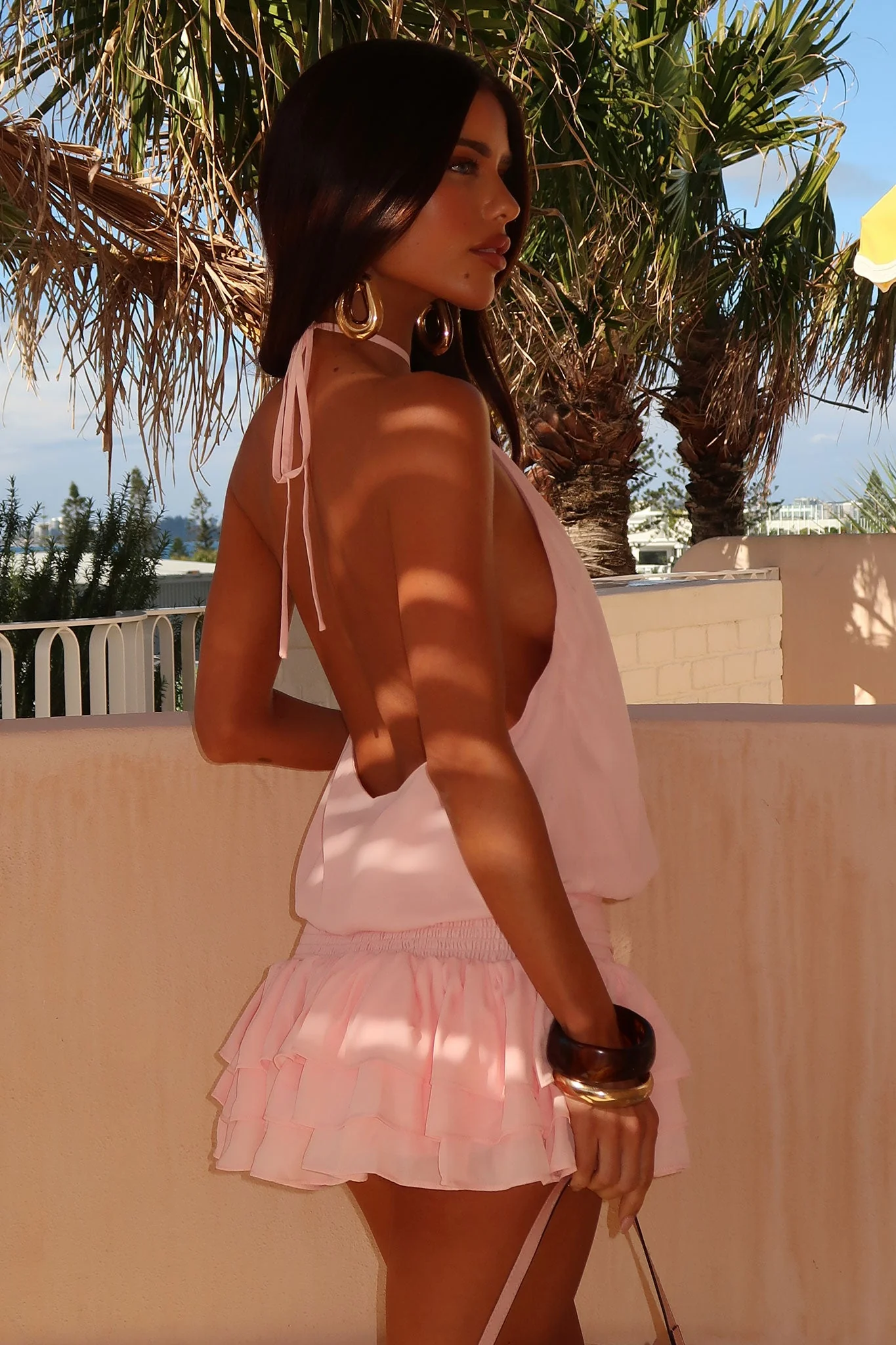 Latina Open Back Mini Dress - Baby Pink