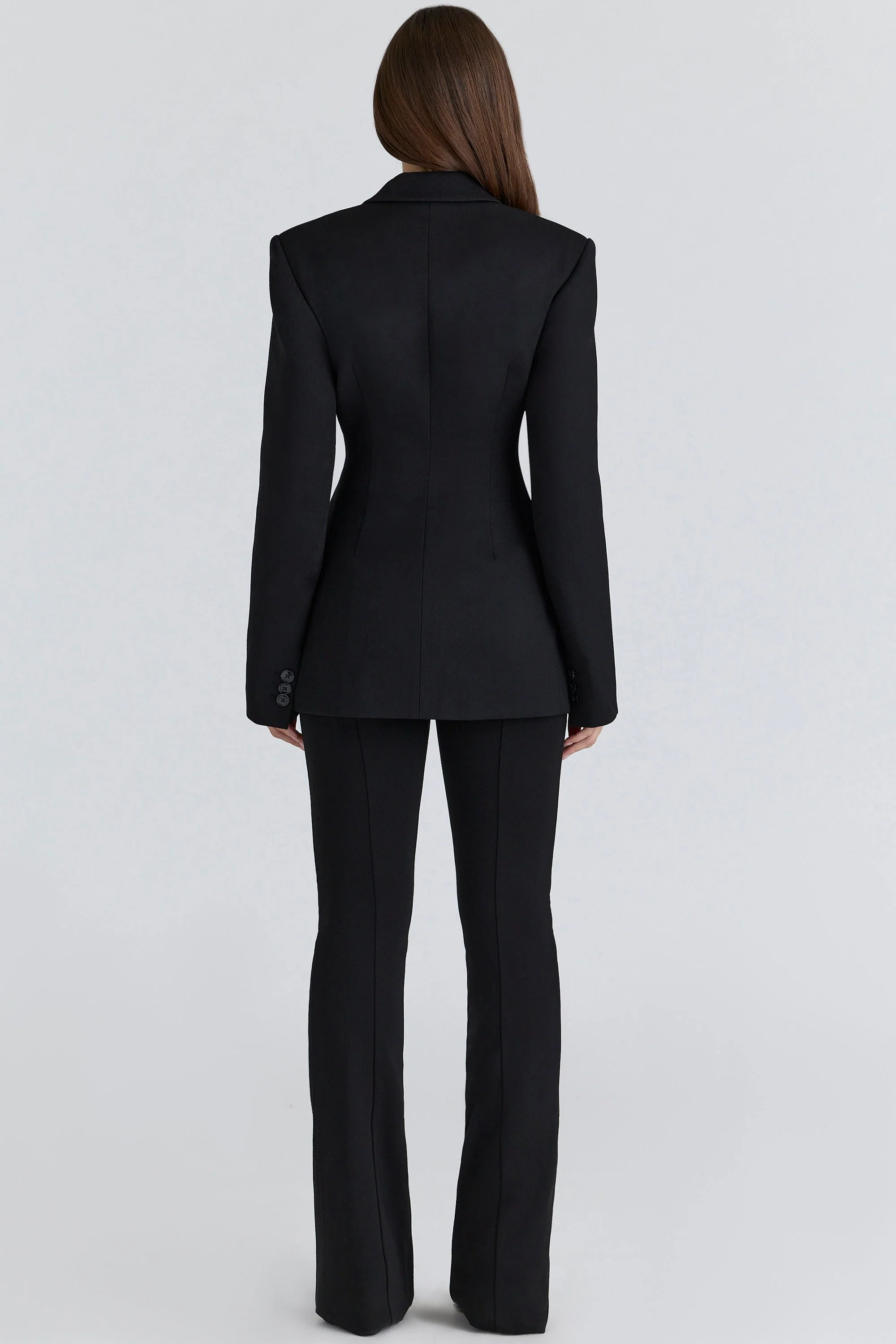 black crepe hourglass blazer jacket