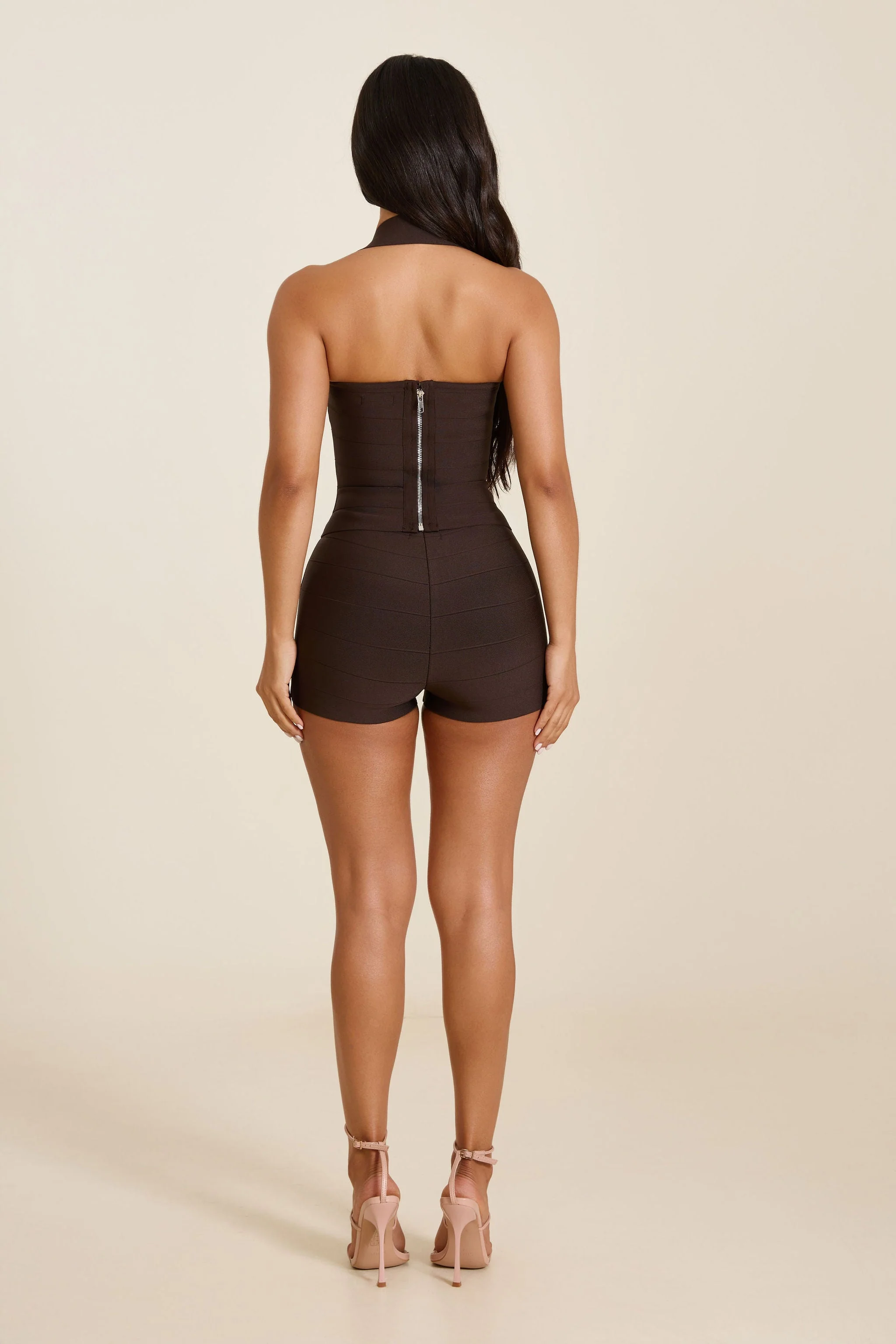 The Natalia Halter Neck Top in Brown