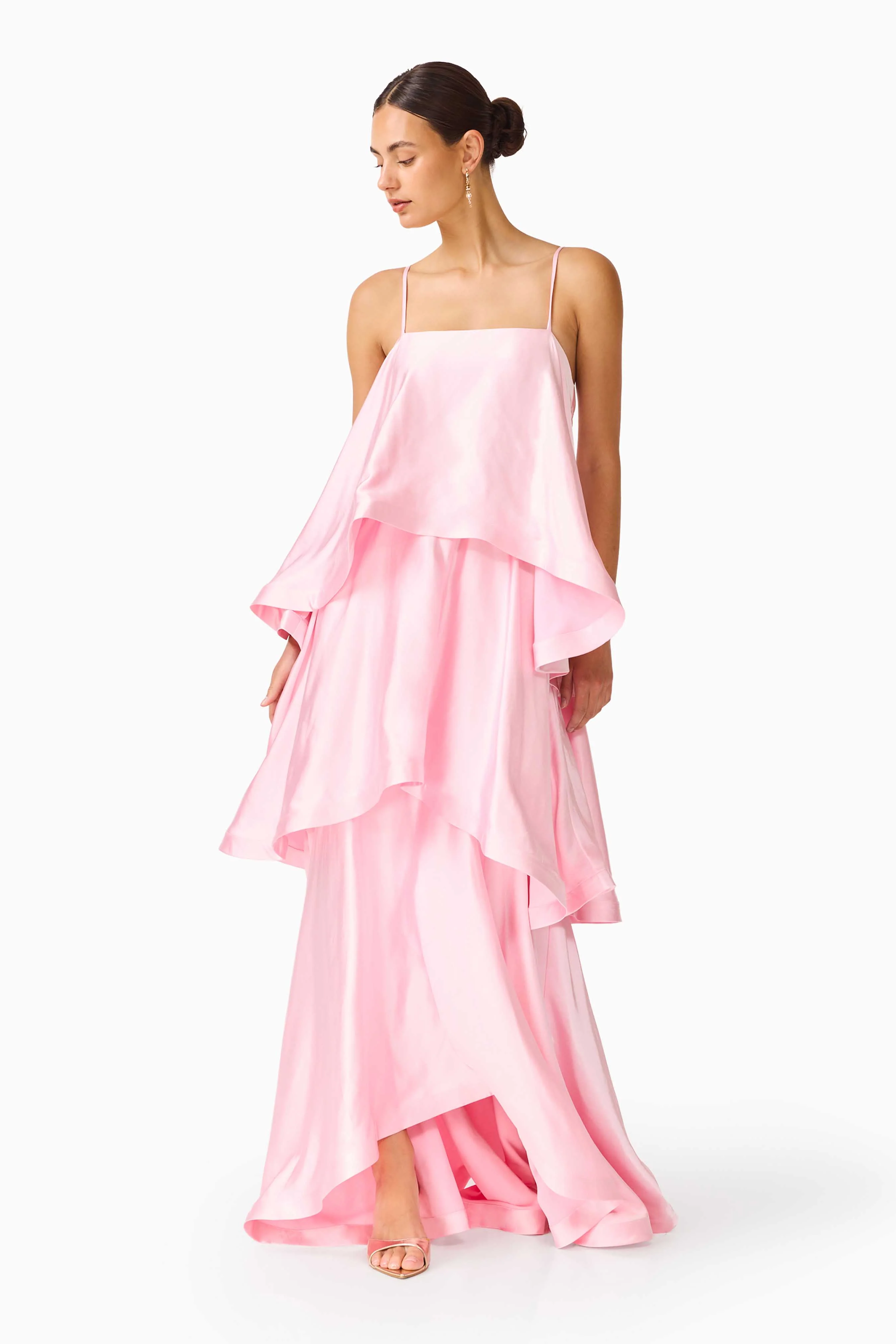 Tilly Tiered Maxi Dress in Pale Pink