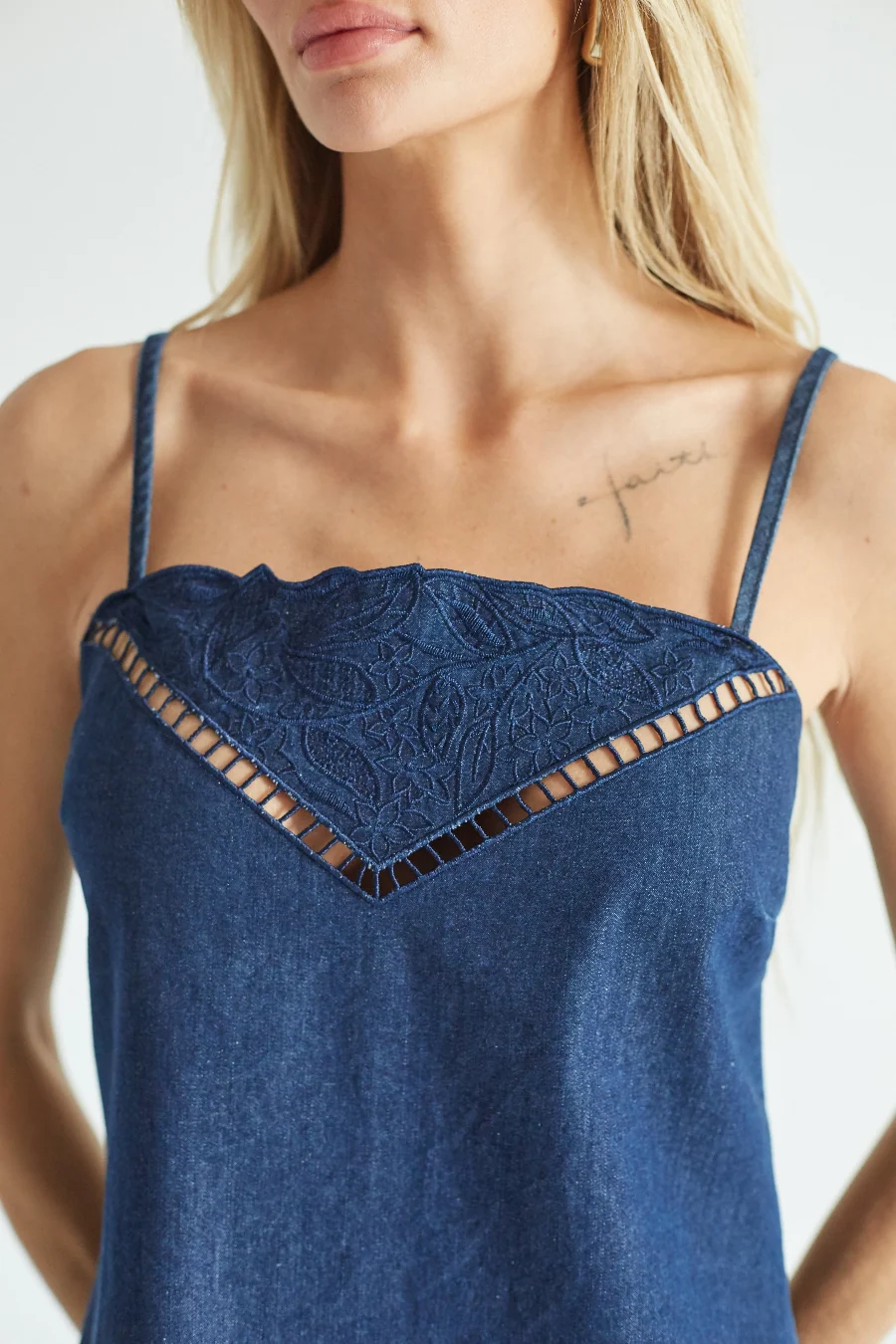 Tessie Embroidered Denim Mini Dress
