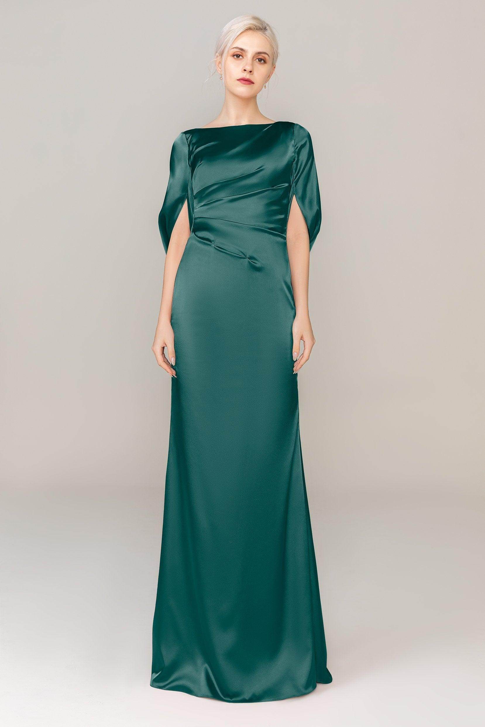 Sheath Sweep Train Luxe Satin Dress CS0314