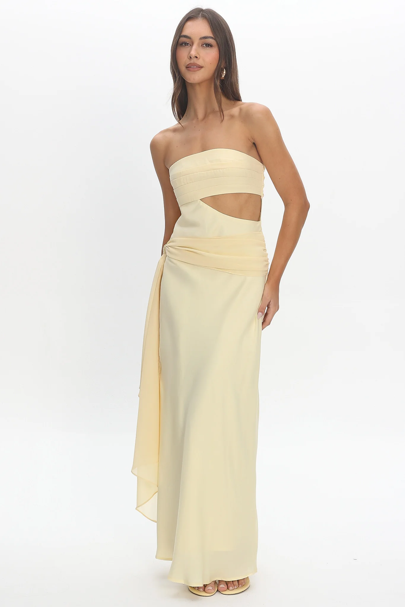 Indiyah Waist Sash Cut-Out Maxi Dress Butter