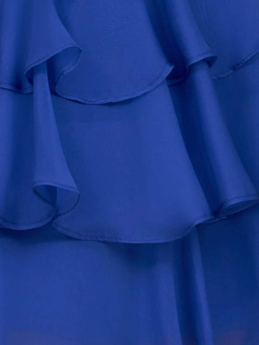 Royal Blue Strapless A Line Ruffles Homecoming Dress With Beading