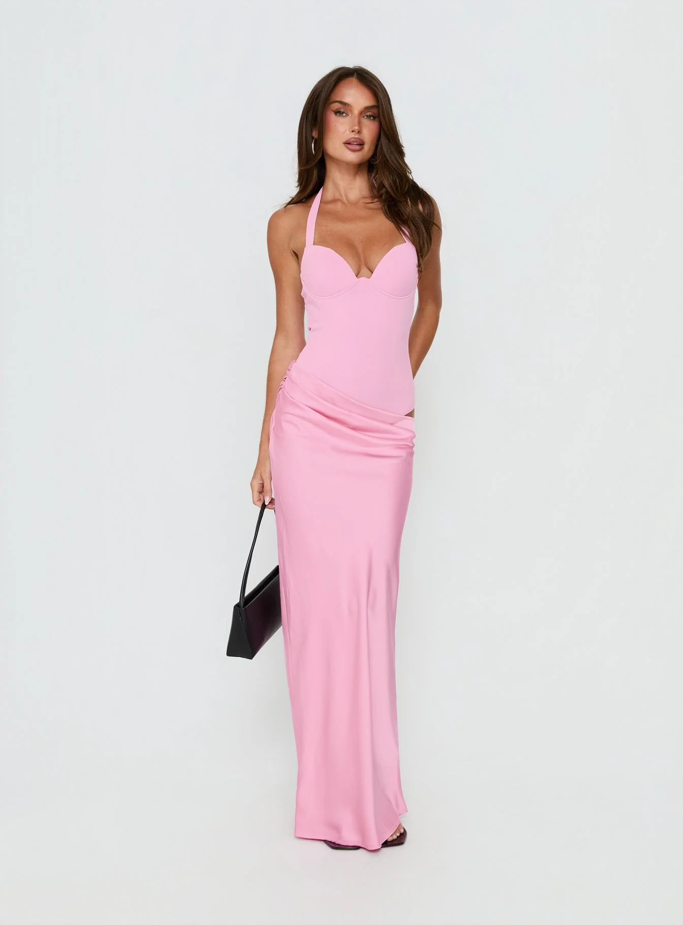 Tayna Draped Maxi Dress Pink