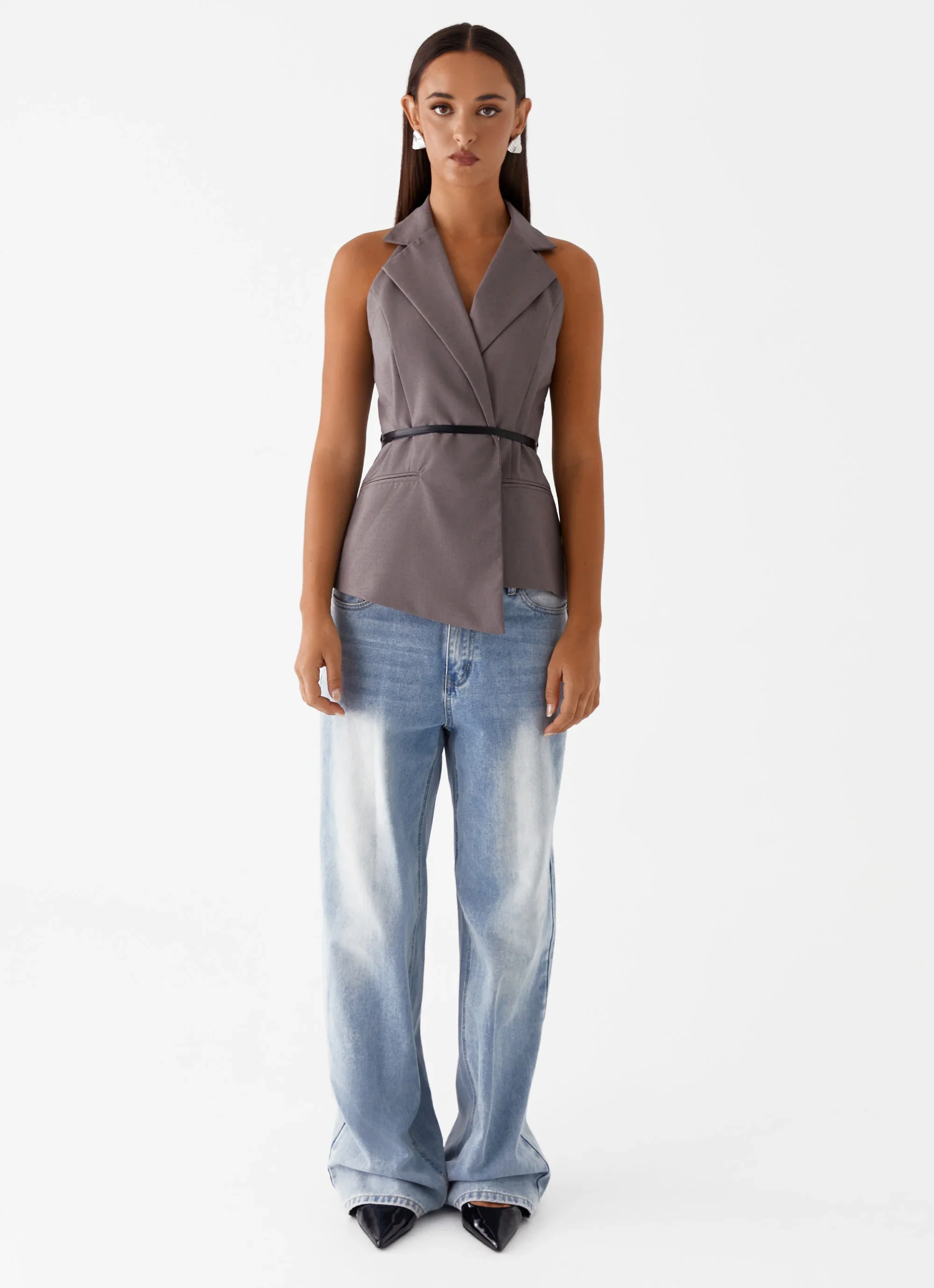 Marina Blazer Top - Grey