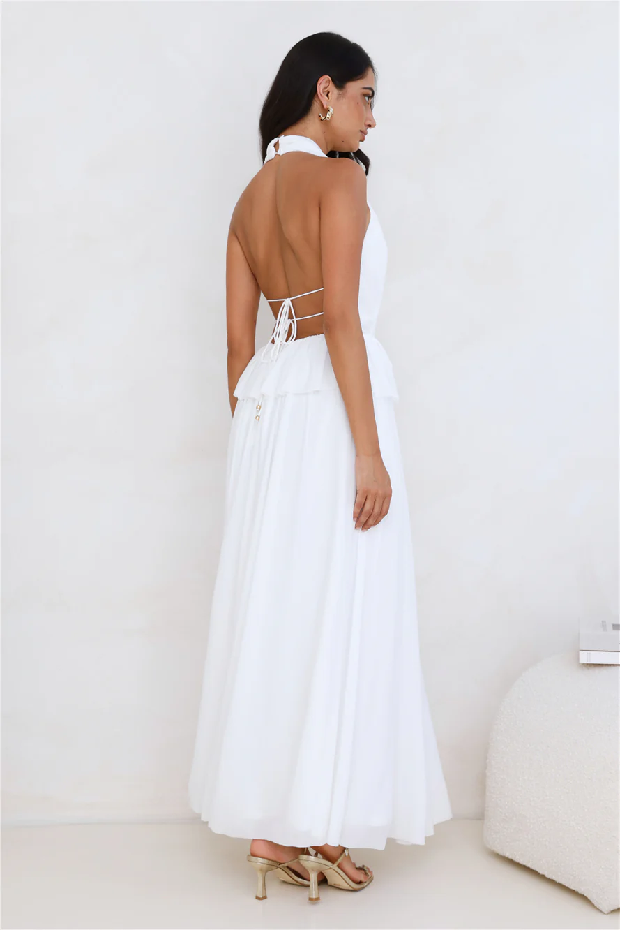 Love From Rosalie Halter Maxi Dress White - luluinthesky