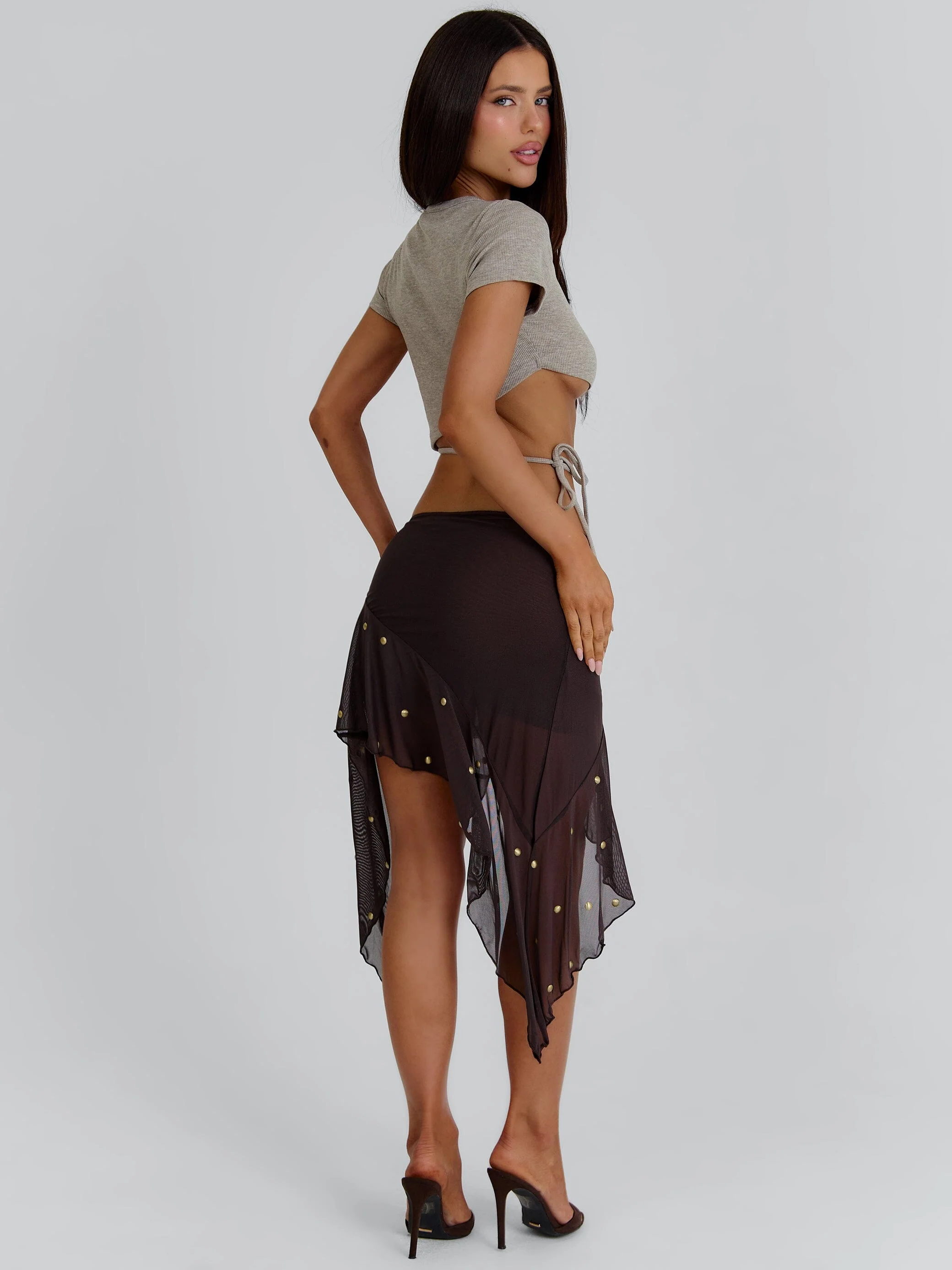 KAYDENCE MIDI SKIRT BROWN