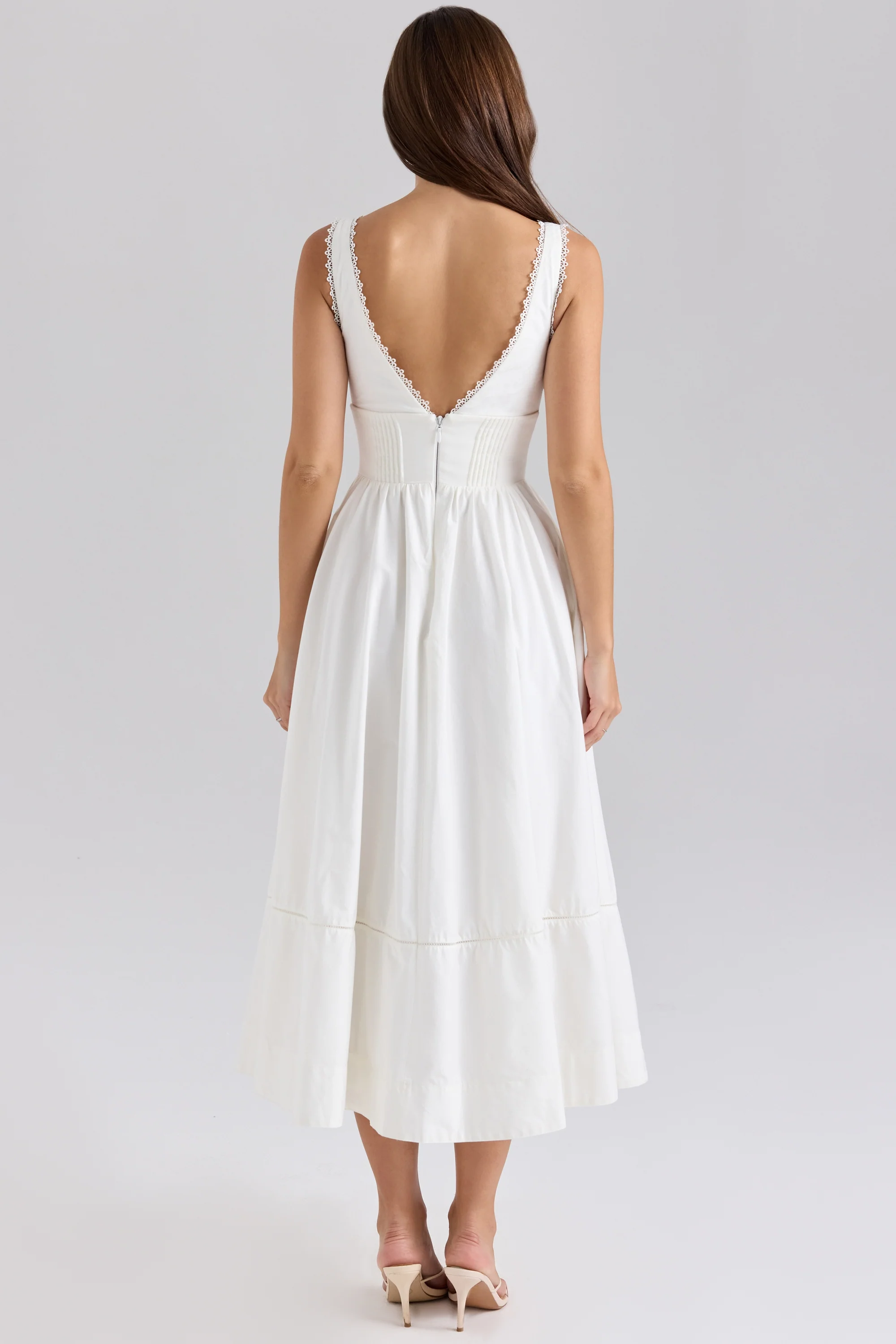 white stretch cotton midi sundress - luluinthesky