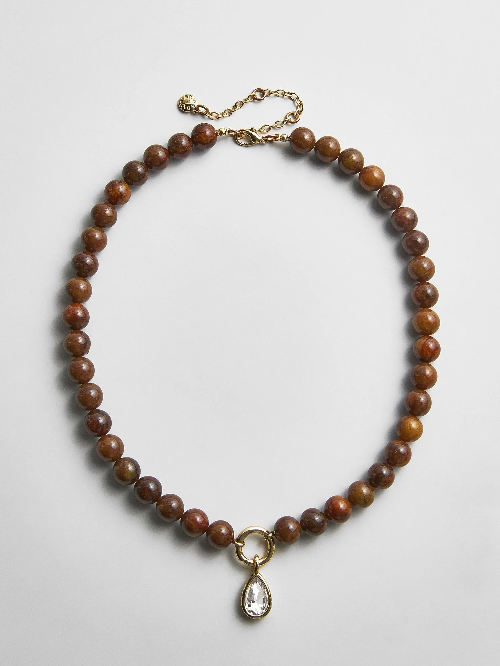 Janette Beaded Ring Necklace - Tiger's Eye