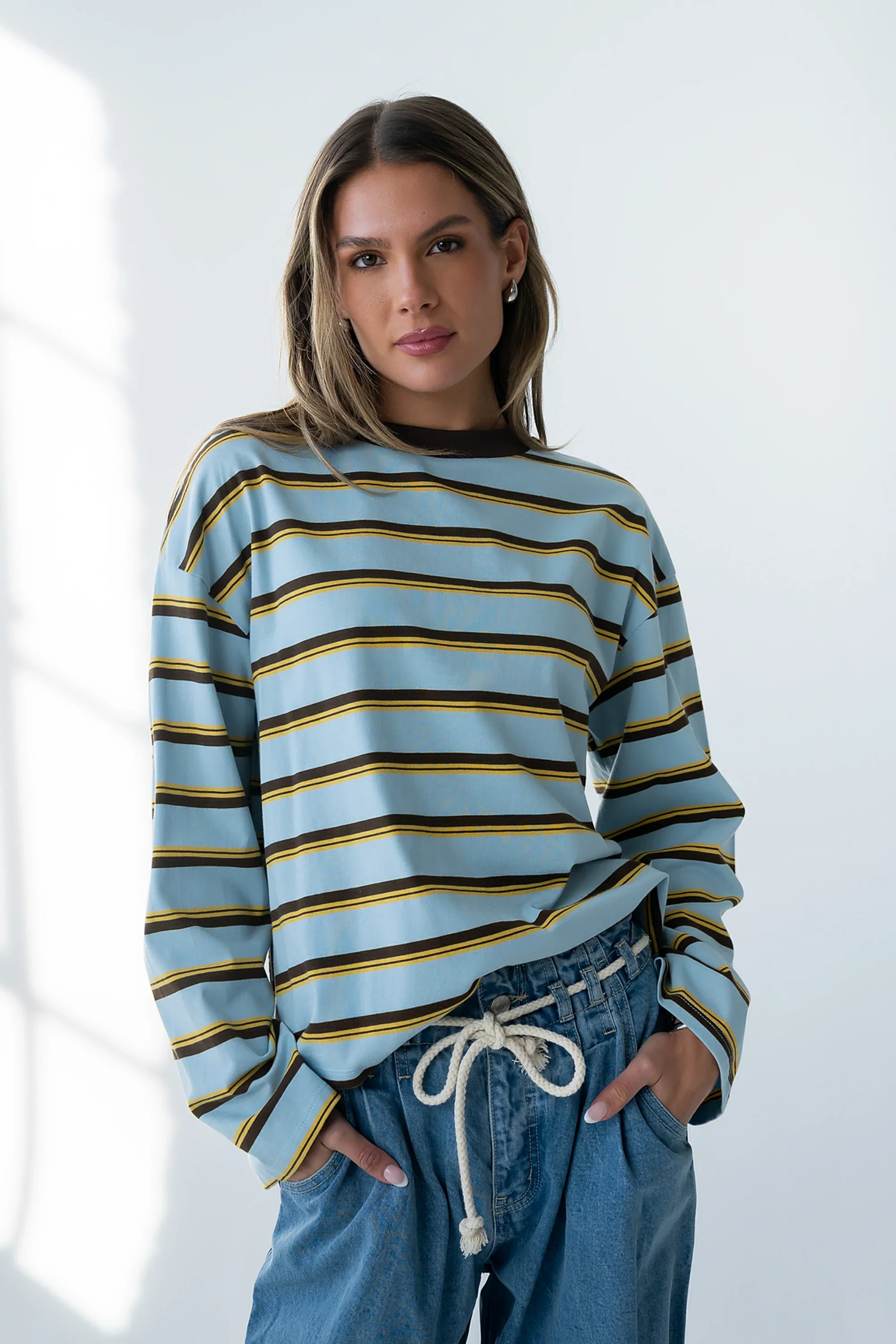 Kiana Striped Top in Light Blue