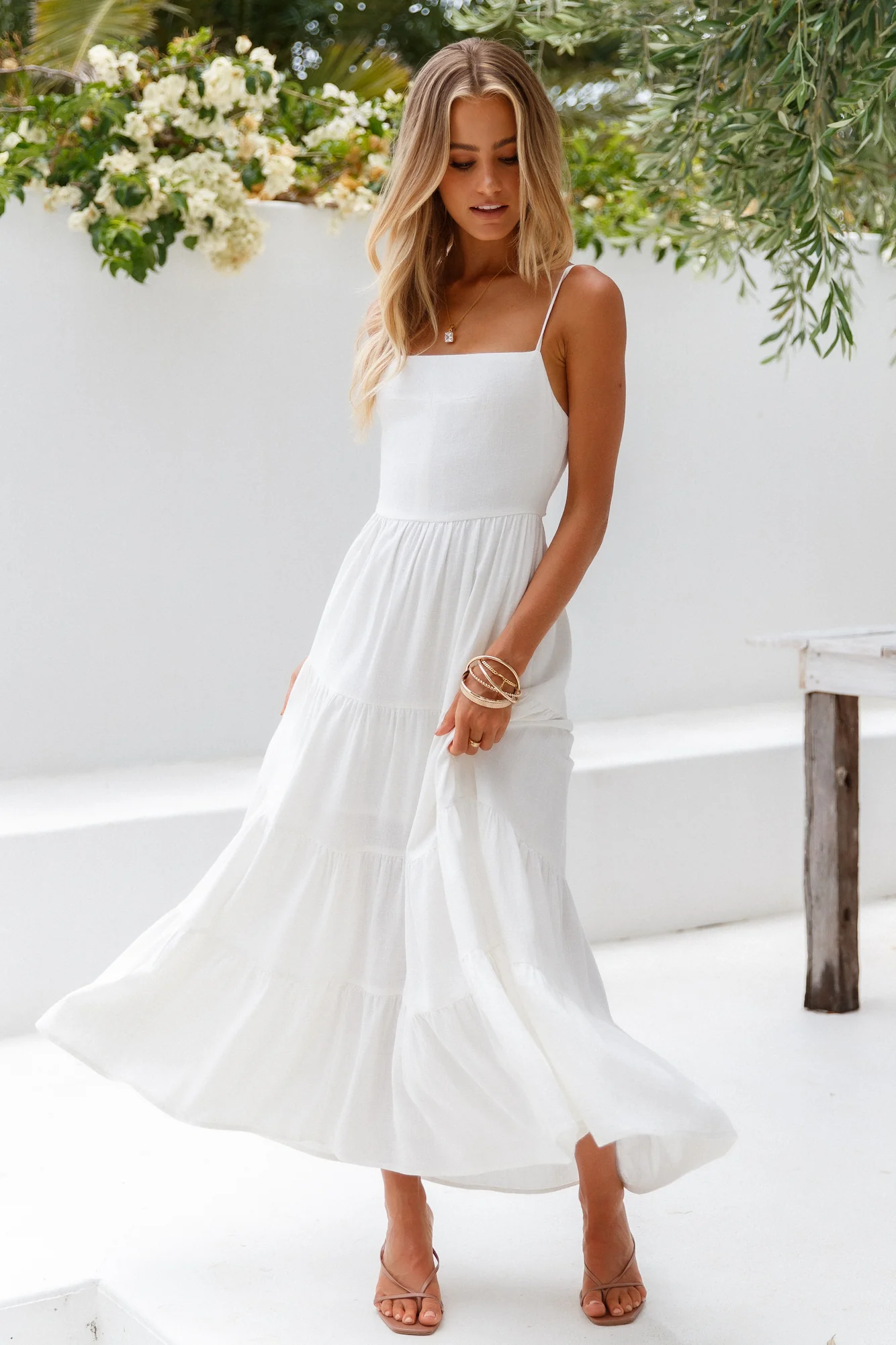 Train Into Town Midi Dress White - luluinthesky