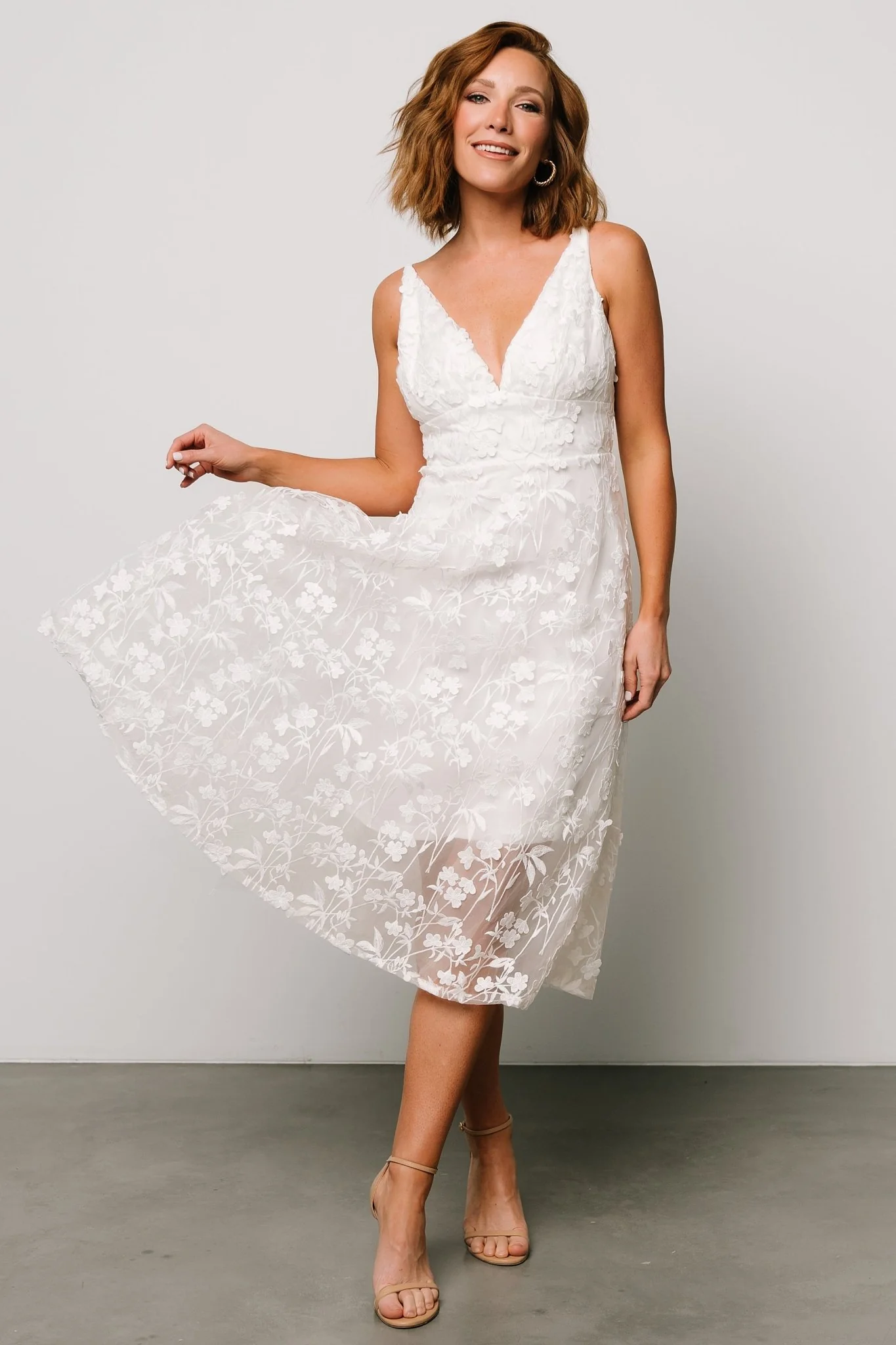 Larissa Midi Dress | Off White - luluinthesky