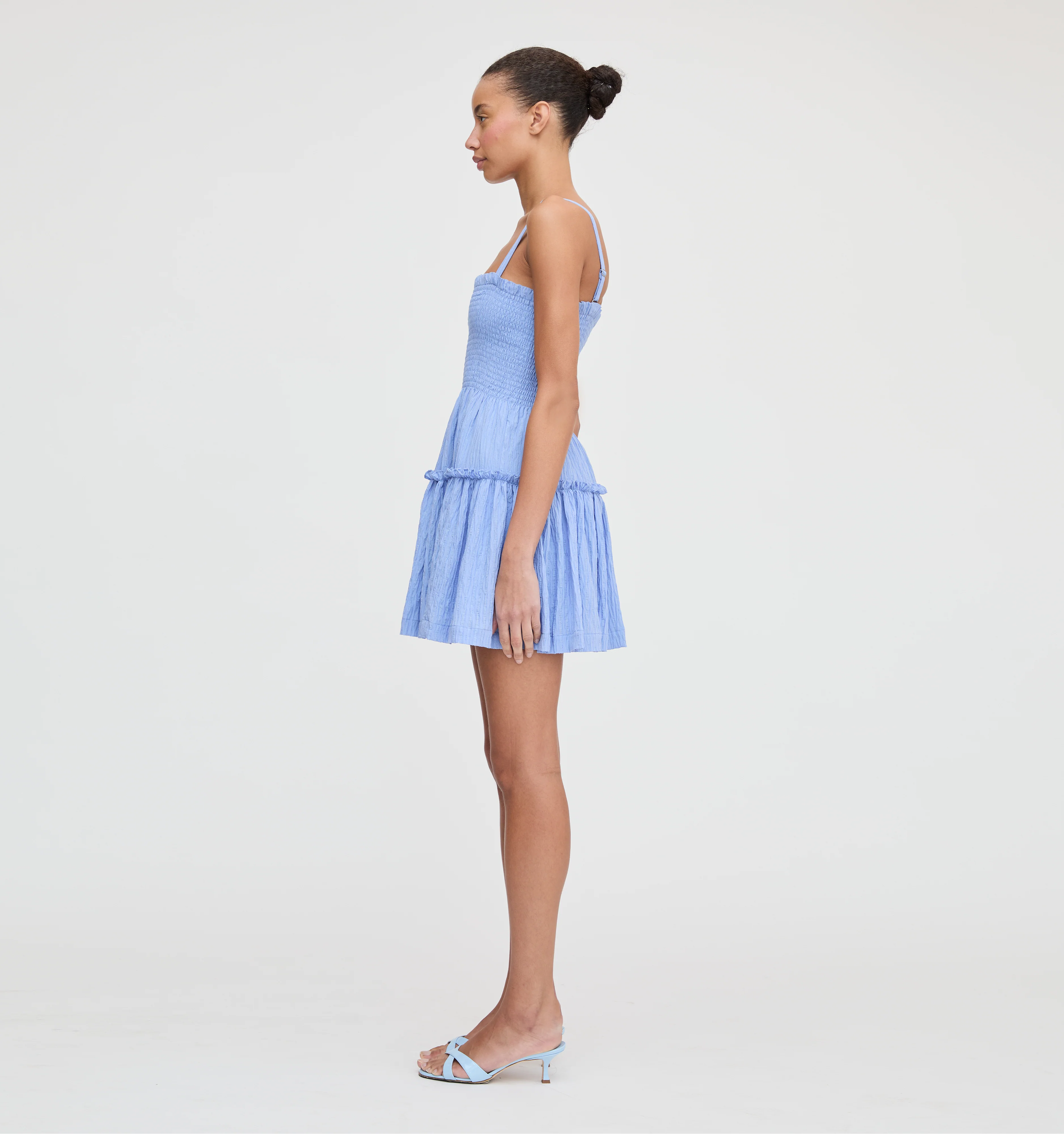 The Seraphina Mini Nap Dress - Bluebird Tonal Seersucker