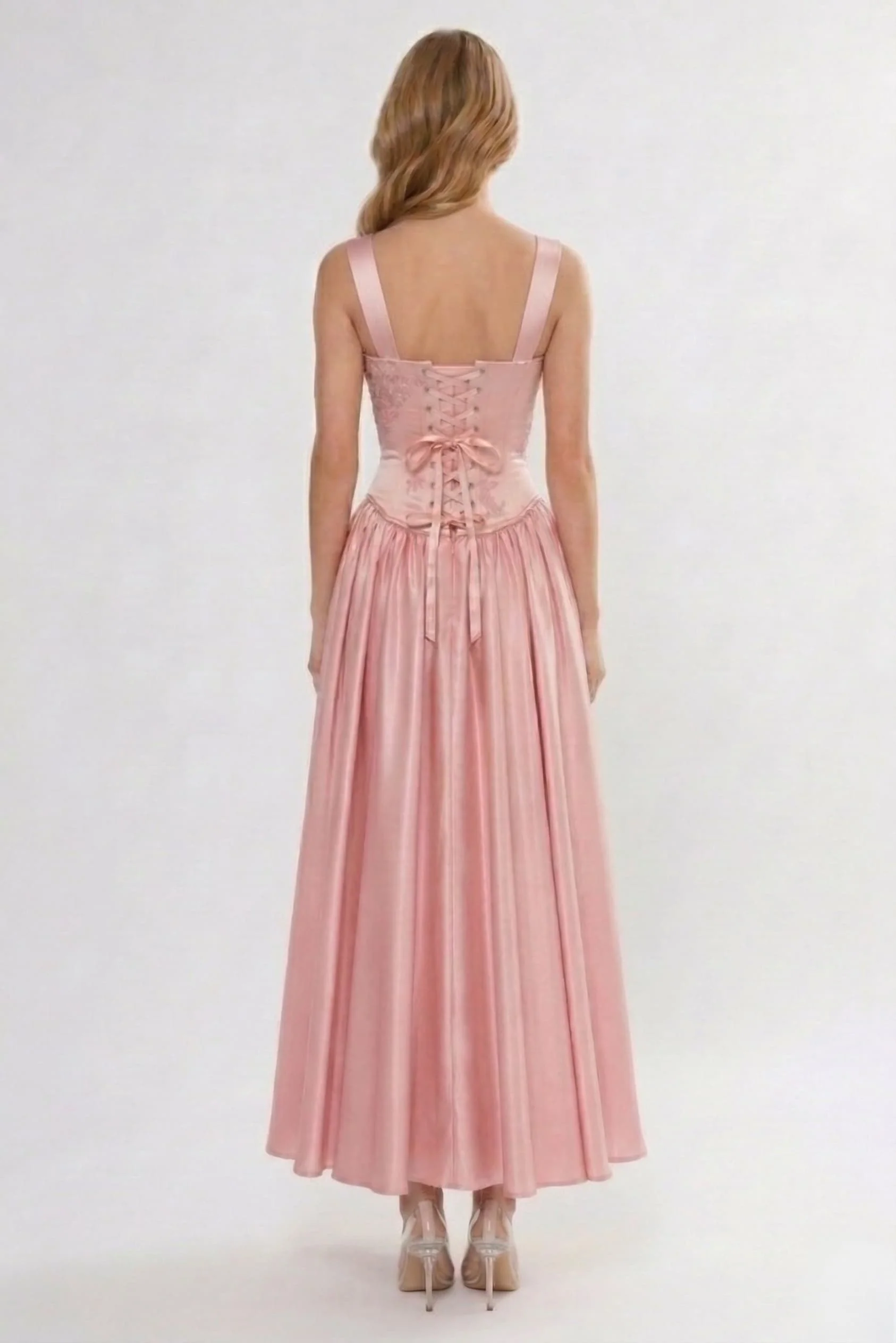 A-Line Ankle Length Soft Satin Wedding Guest Dress CG0315