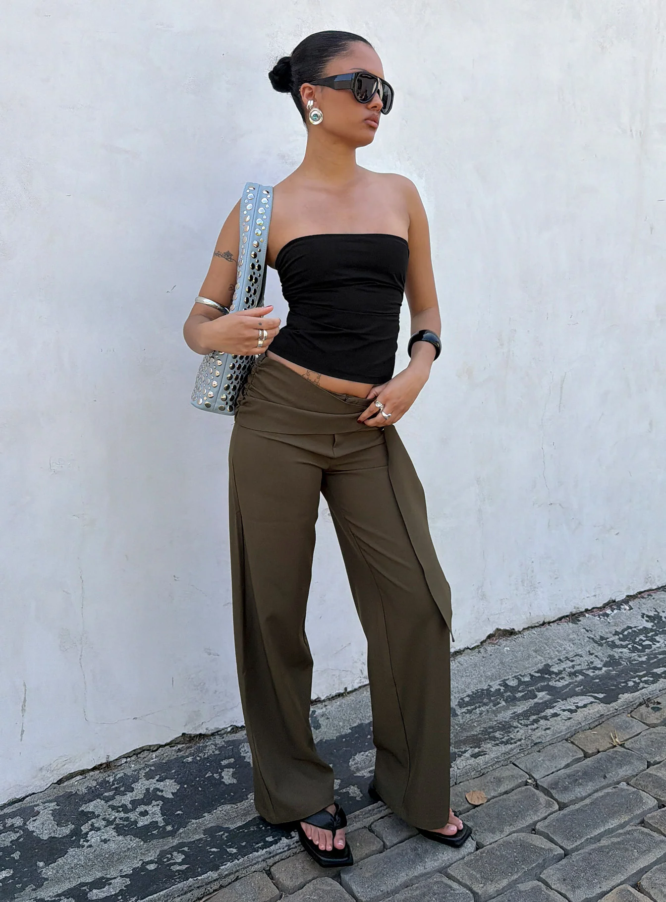Elisson Layered Buckle Pants Grey