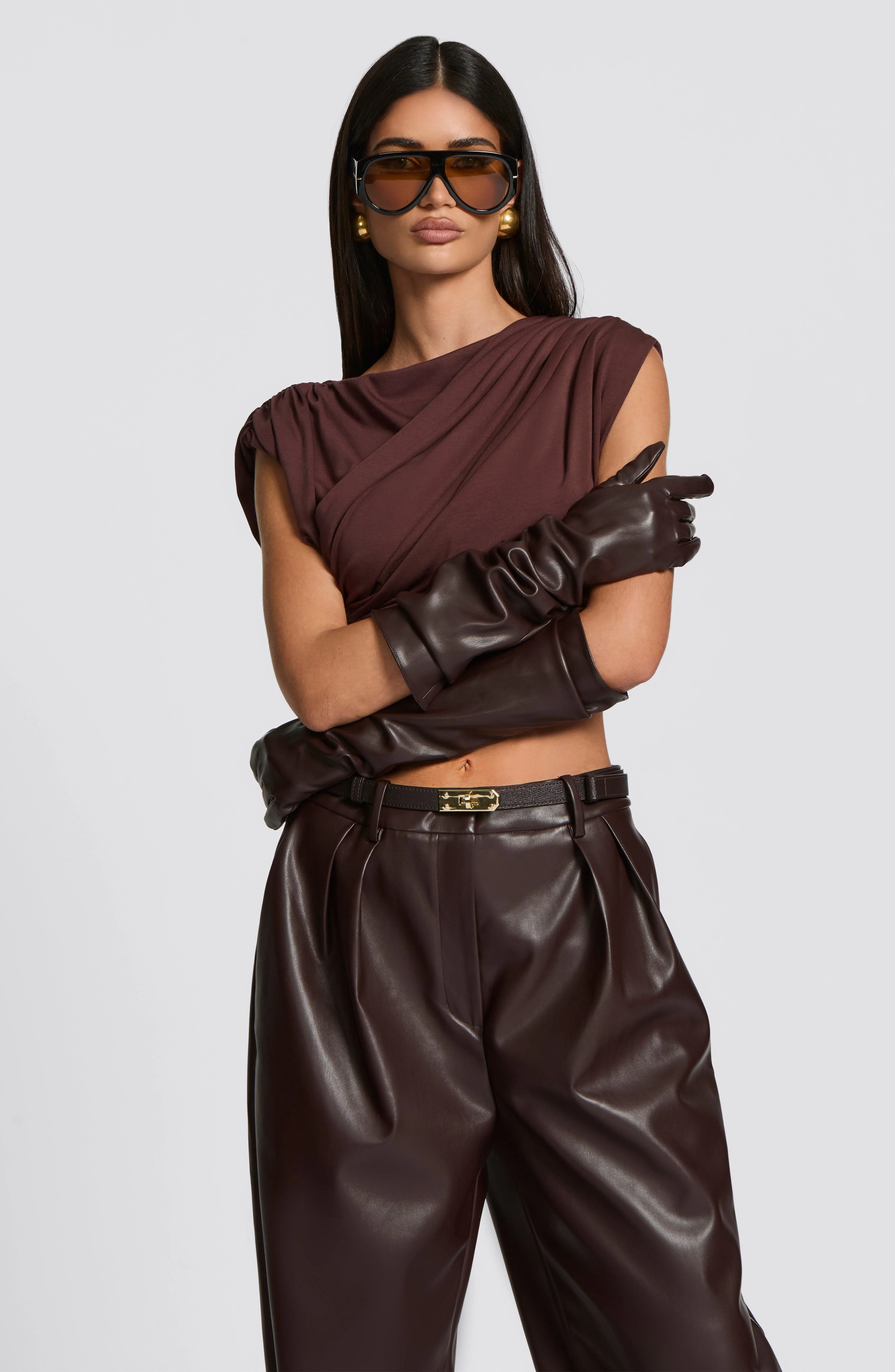 Frankie Gloves - Plum Brown