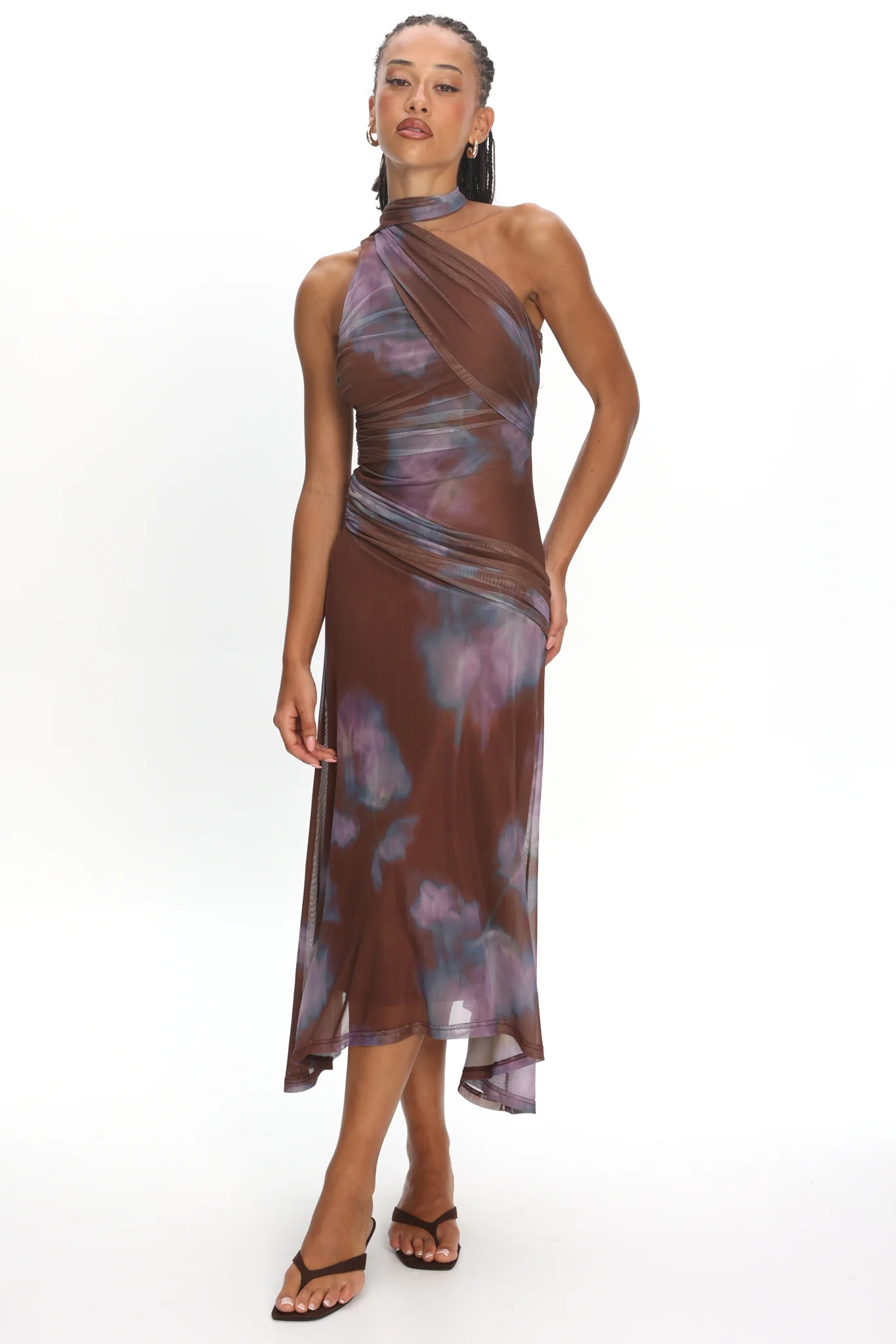 Solene Midi Dress Chocolate - FASHION NOB