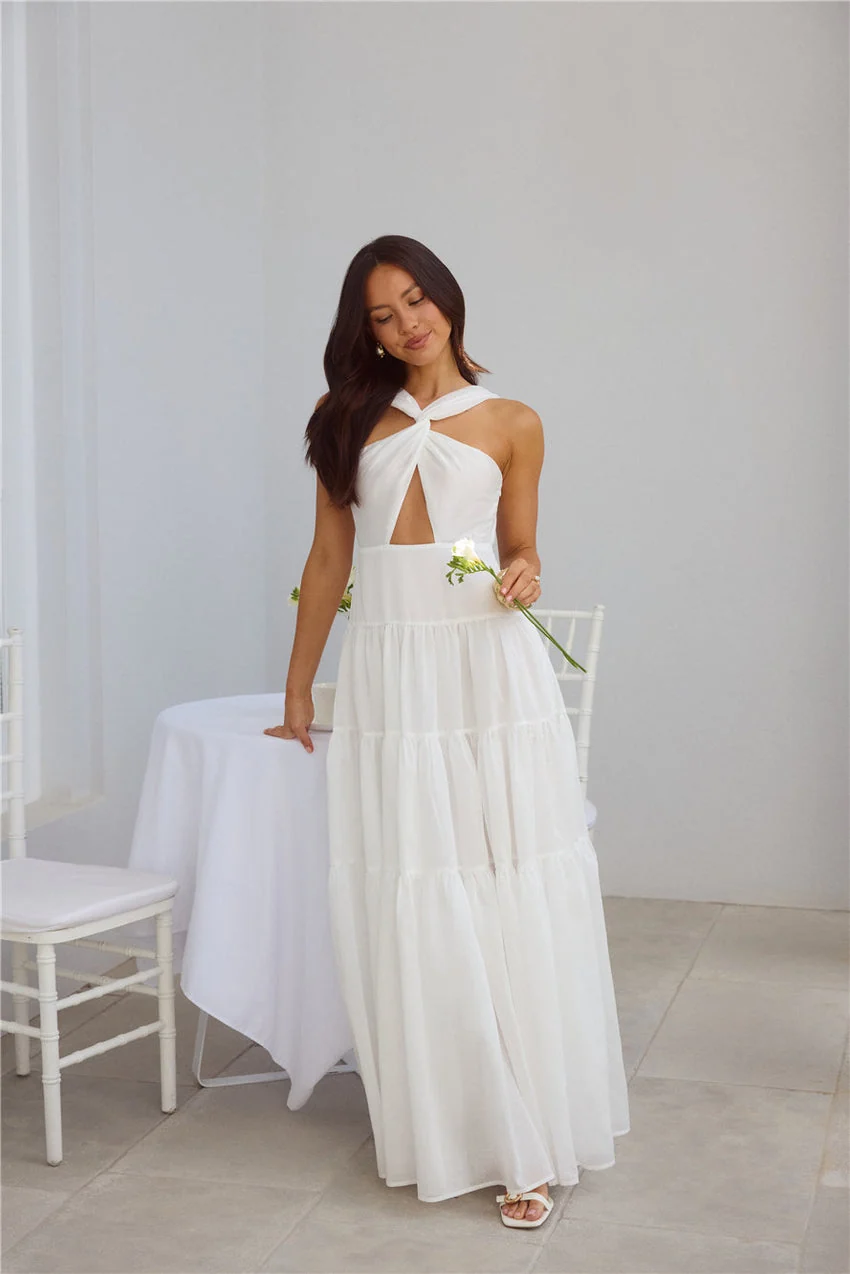Shell Seekers Maxi Dress White - luluinthesky