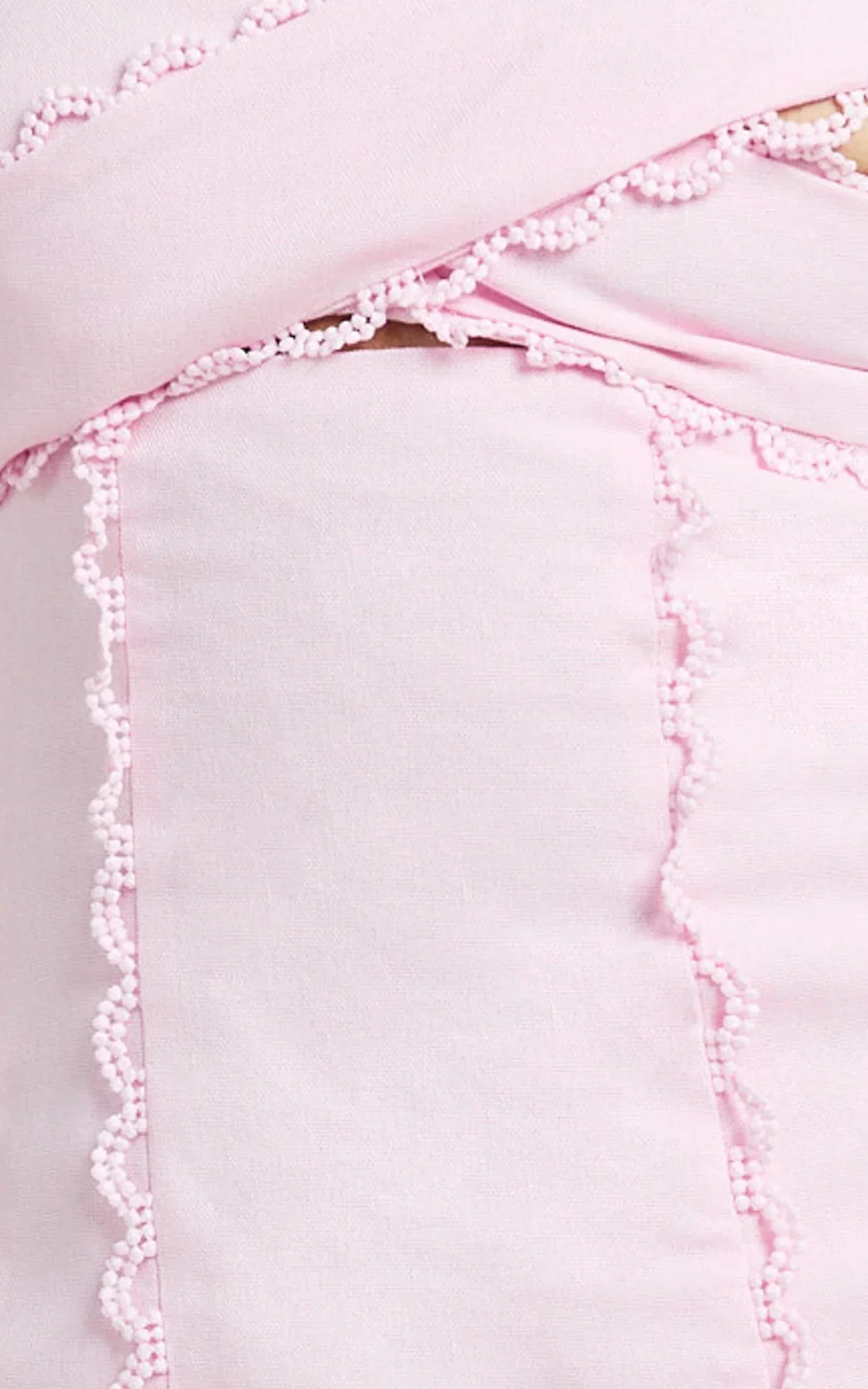 Gigi Mini Linen Blend Dress - Sweetheart Tie Back Scallop Detail Dress in Pink