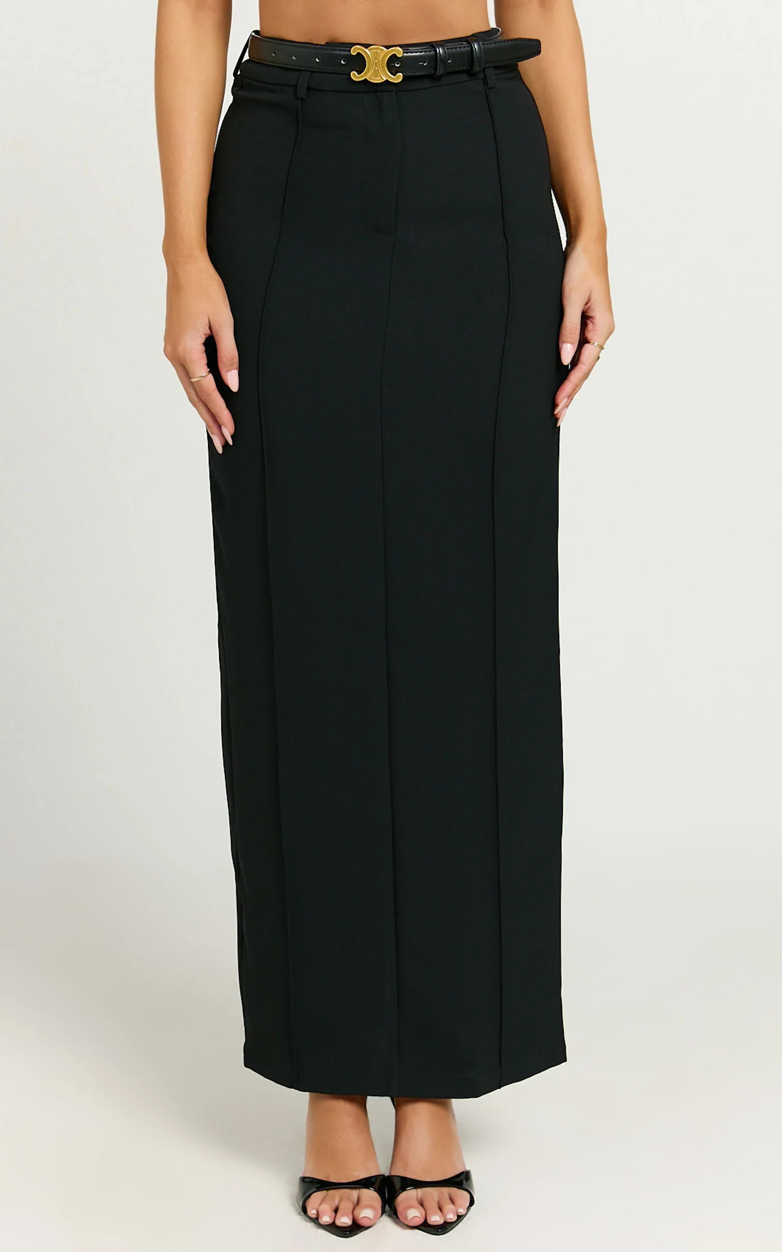 Stella Maxi Skirt - High Waisted Pencil Skirt in Black