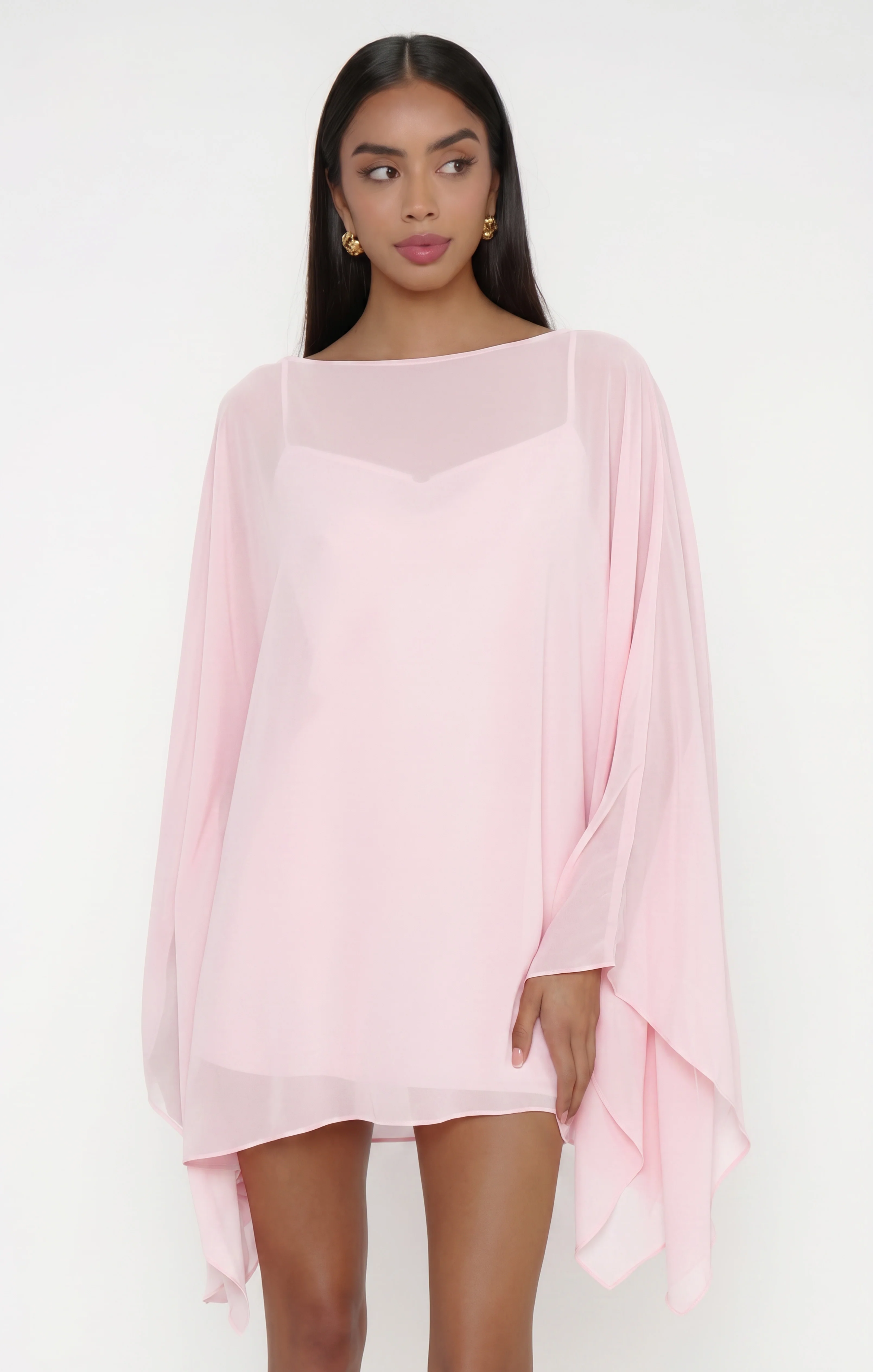 Olsen Mini Dress ~ Powder Pink Chiffon