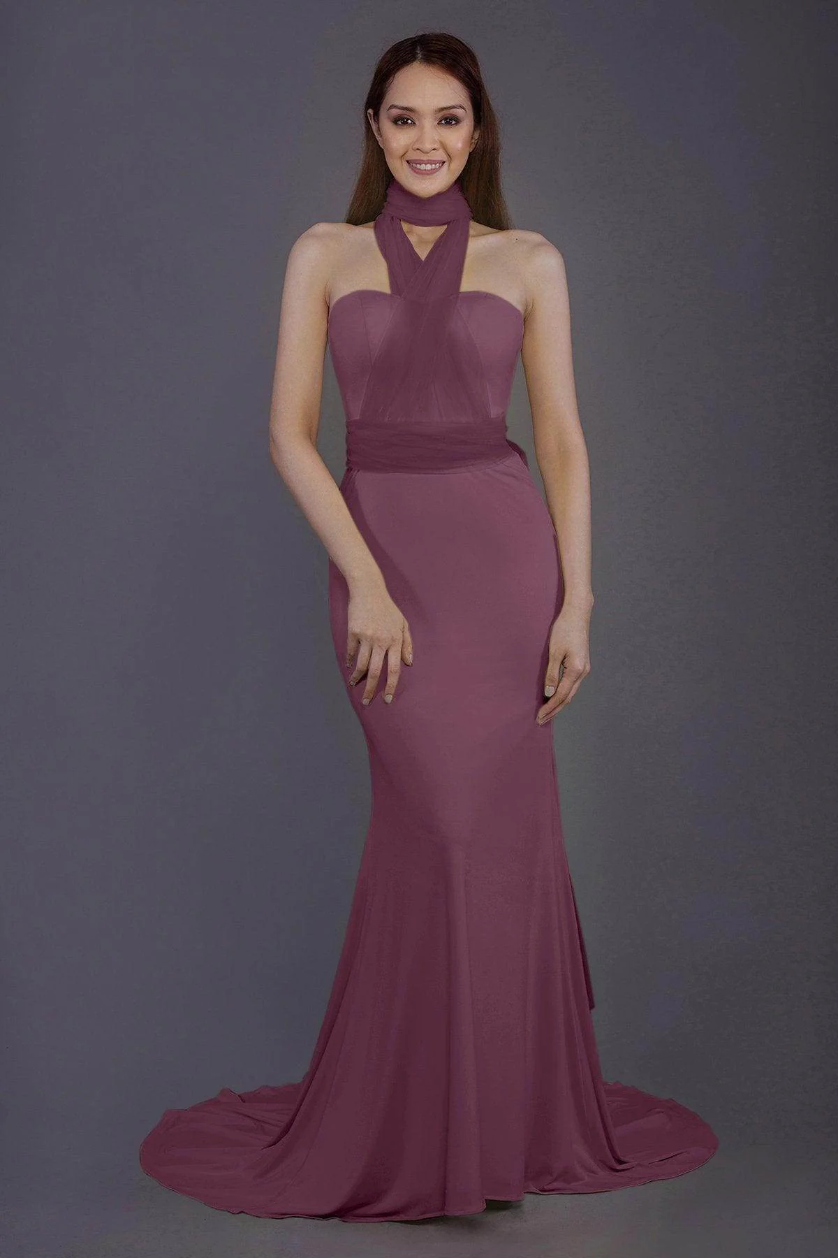 Mermaid Court Train Knitted Fabric Bridesmaid Dress PR3498