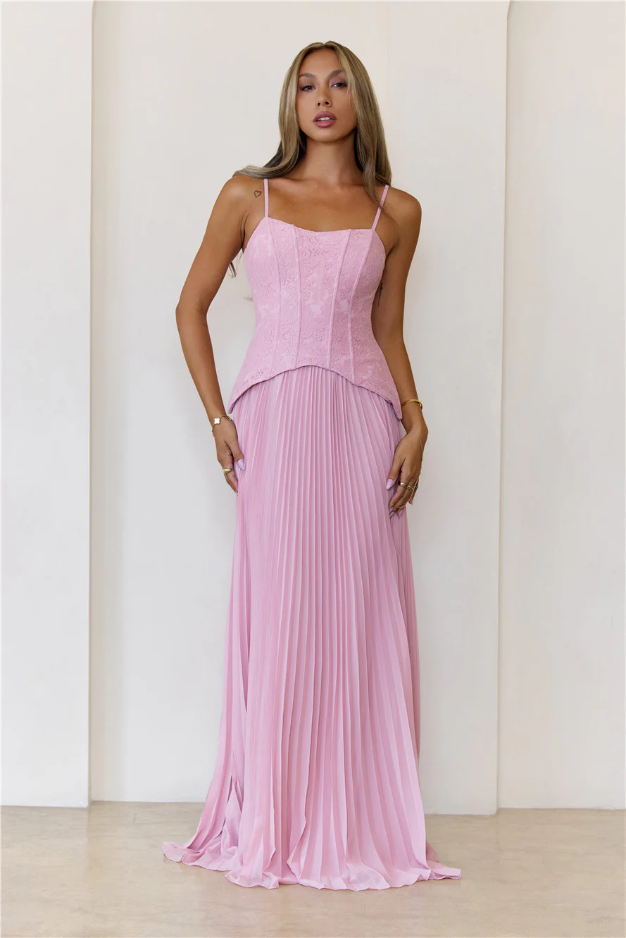 Refined Shine Maxi Dress Pink