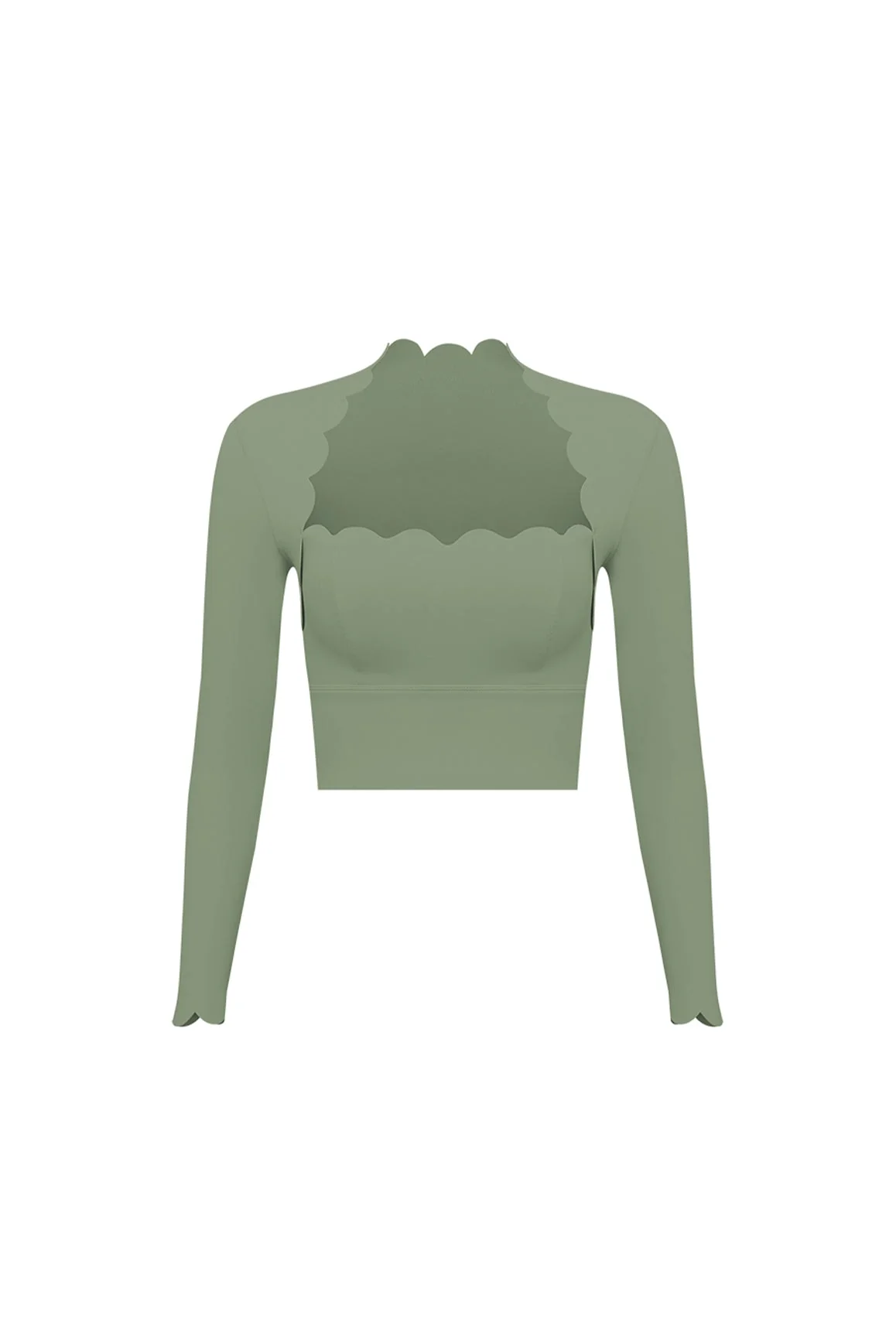 Scallop Cropped Long Sleeve Top
