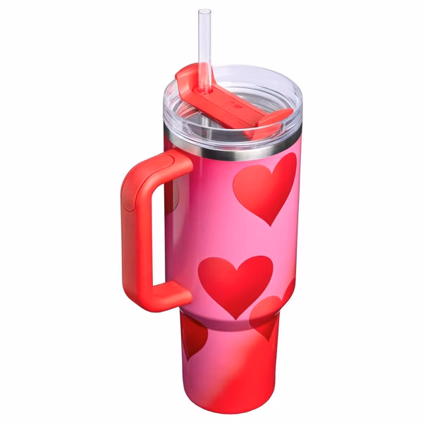 Stanley Valentine's Day 40 oz Stainless Steel H2.0 Flowstate Quencher Tumbler Rouge Heart Gradient