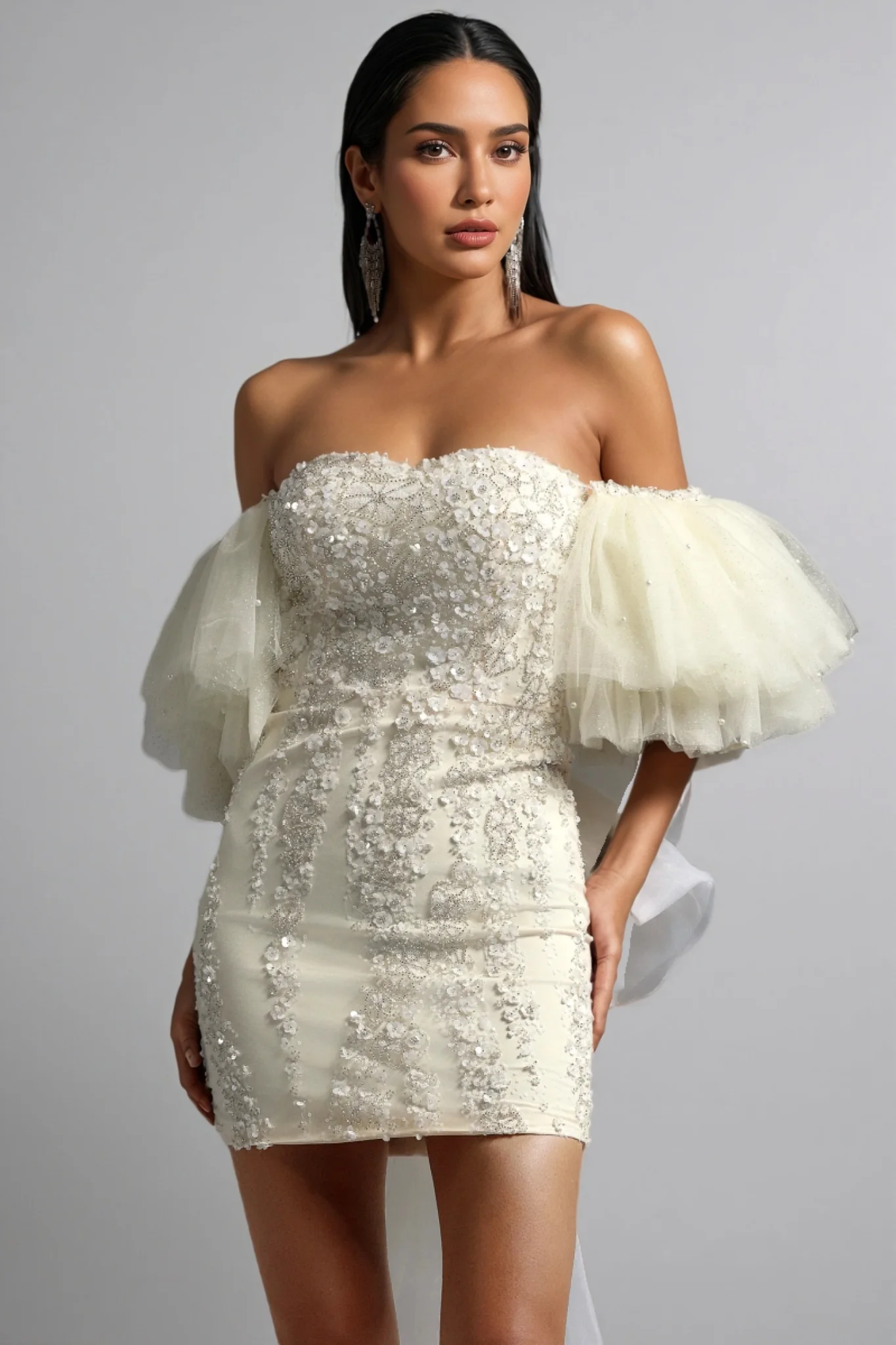 Joes Off-the-Shoulder Sequin Streaking Mini Dress