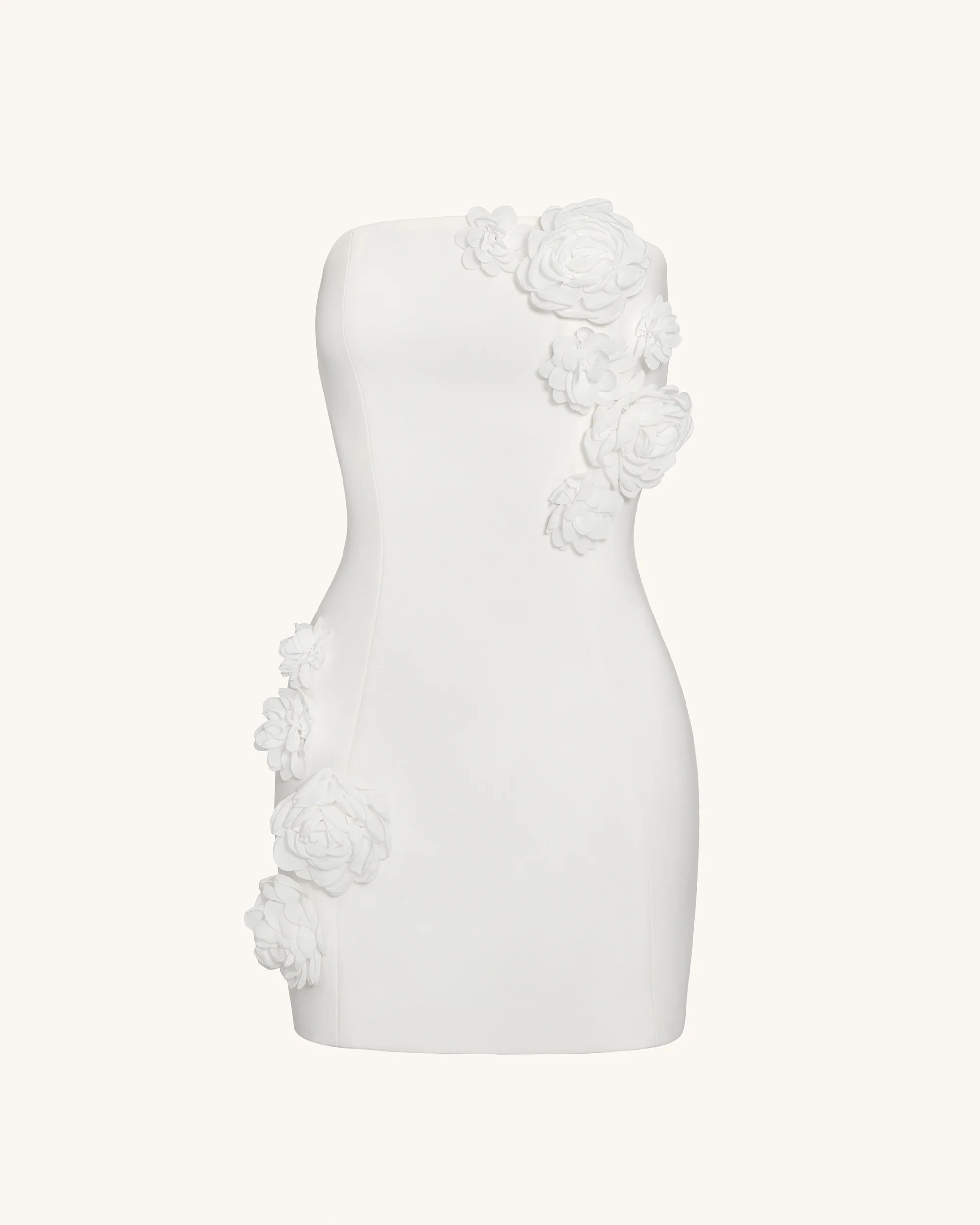 Blossoming Elegance Strapless Dress - White - FASHION NOB