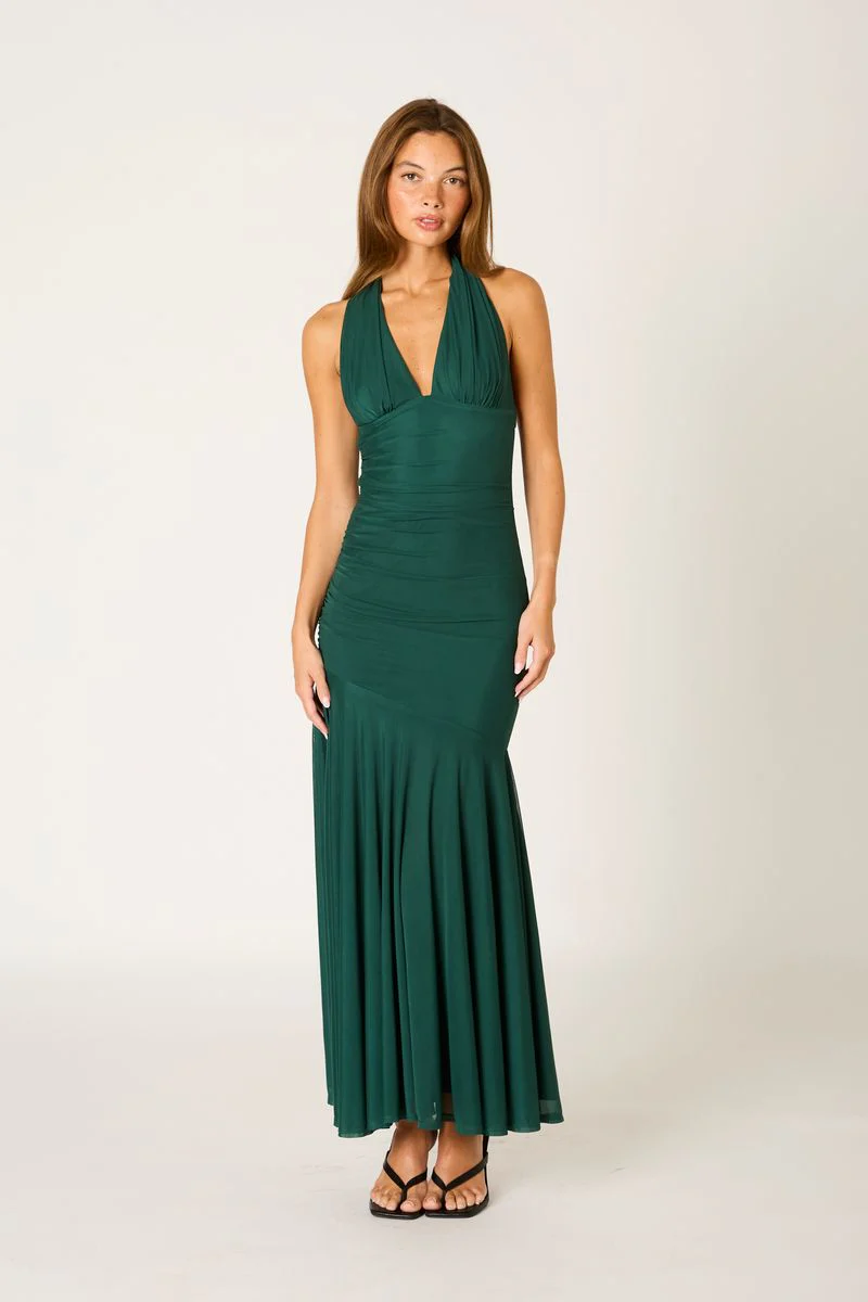 Stretch Mesh Halter Gown